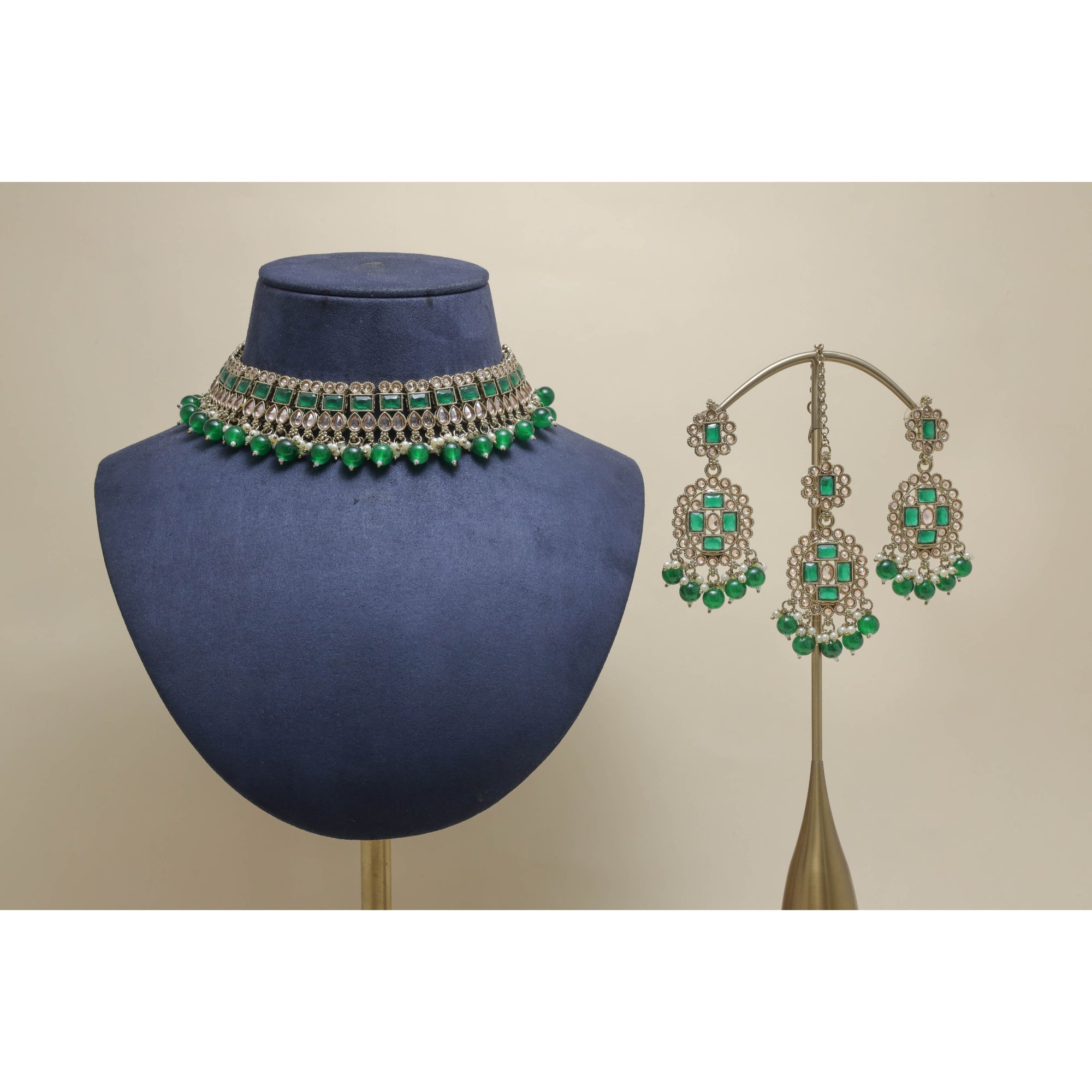 AVISHA POLKI Full Set Jewelry - Exquisite Indian Bridal Necklace Set with Earrings for Weddings, Parties & Special Occasions