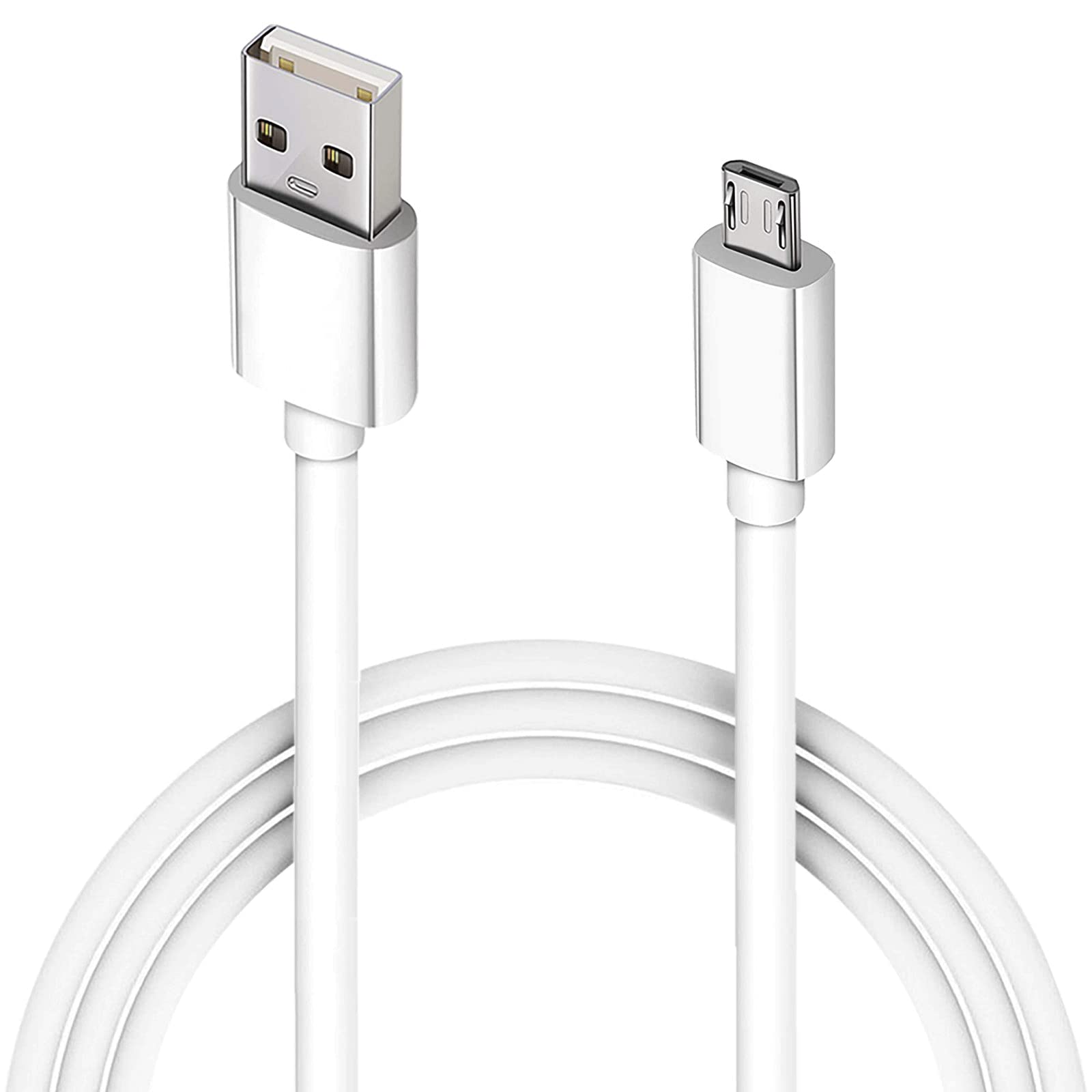 10FT Long Fast Charging USB to Micro USB Cable - High Speed Android Charger Cord for Samsung Galaxy S7/S6 Edge, LG Phone, Kindle Fire - Durable White Charging Wire for Home, Office & Travel Use