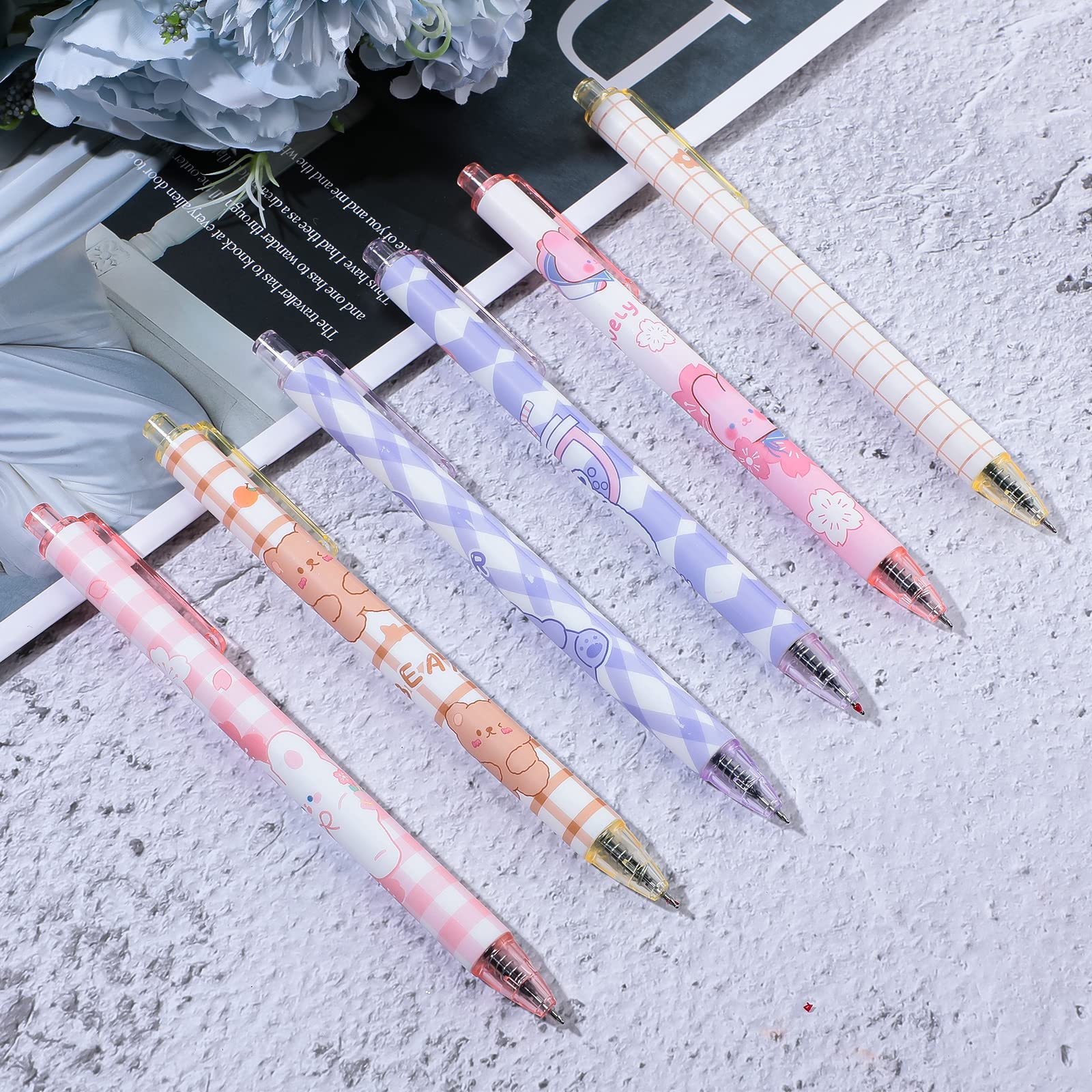 Qualirey 12-Pack Kawaii Gel Pens 0.5mm Fine Point Black Ink - Cute Retractable Ballpoint Pens for School, Office & Journaling - Stylish Stationery Gift Set for Girls & Boys (Blossom Floral Design) - Perfect for Note Taking, Bullet Journaling & Creative Writing