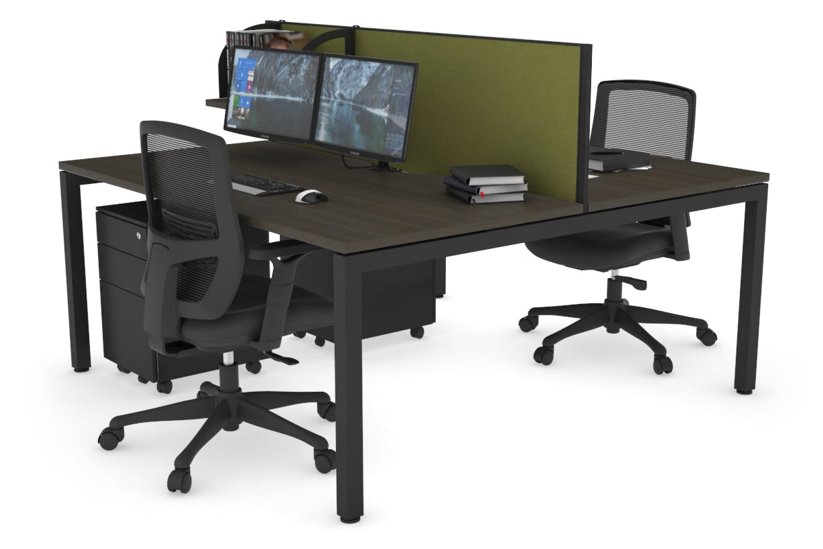 Quadro Square Legs 2 Person Office Workstation Desk - 1400L x 800W with Cable Management Scallop - Perfect for Shared Workspaces & Home Offices