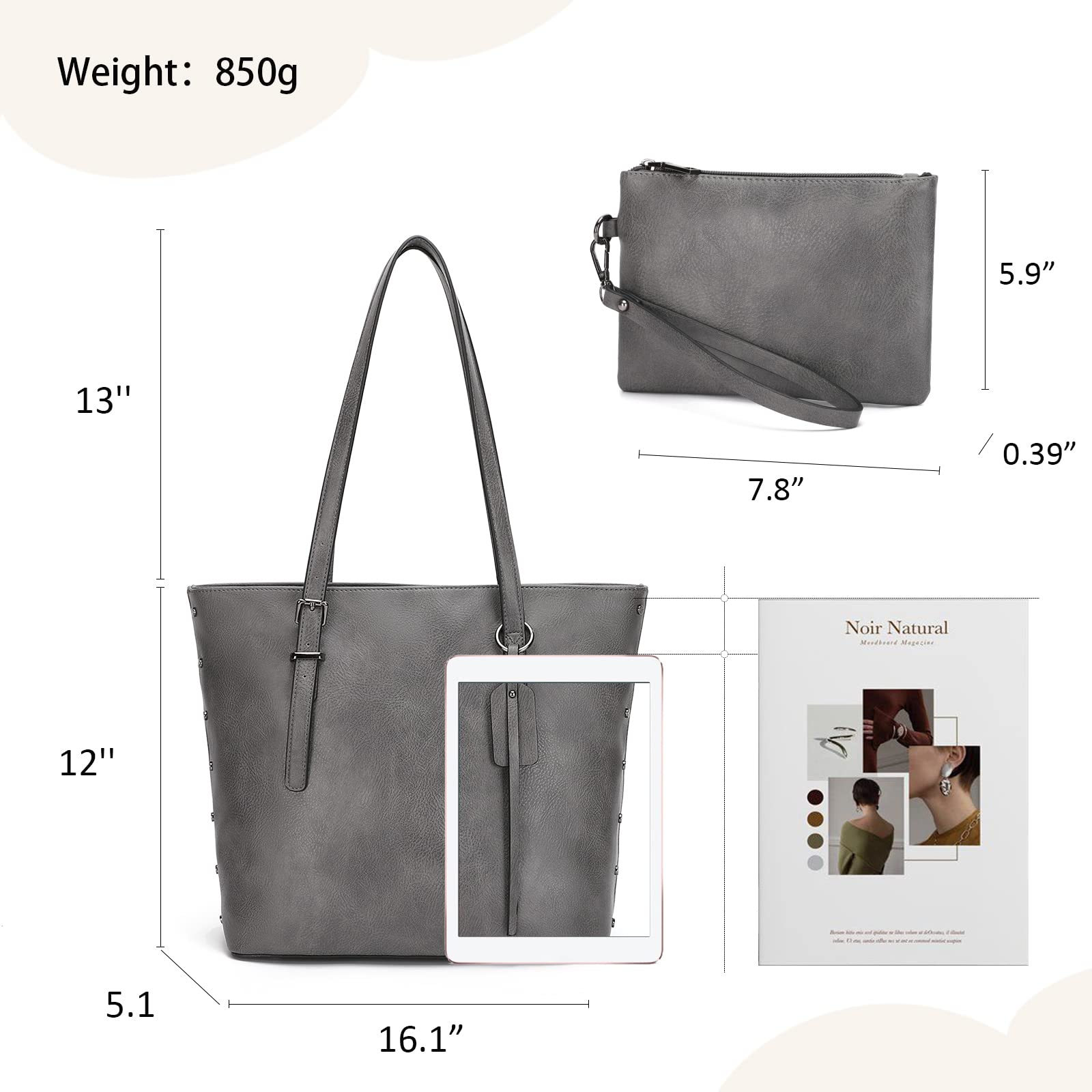 KL928 Women's PU Leather Tote Bag & Shoulder Bag Set - Large Top Handle Satchel Purse for Work, Travel & Everyday Use