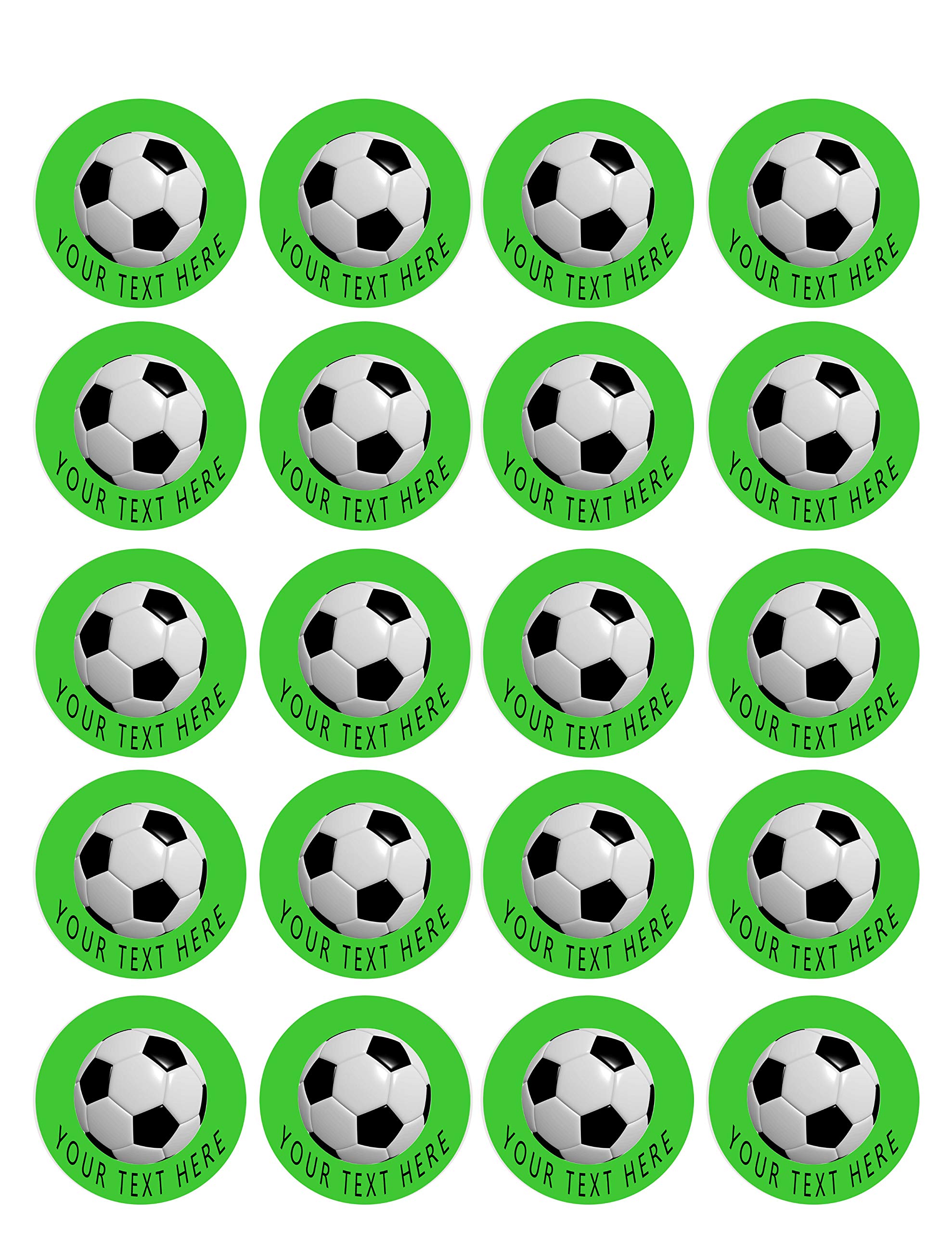 Edible Soccer Ball Cupcake Toppers - 1.8 Inch Football Cake Decorations (20 Pieces/Sheet) - Perfect for Birthday Parties, Baby Showers & Sports Themed Events