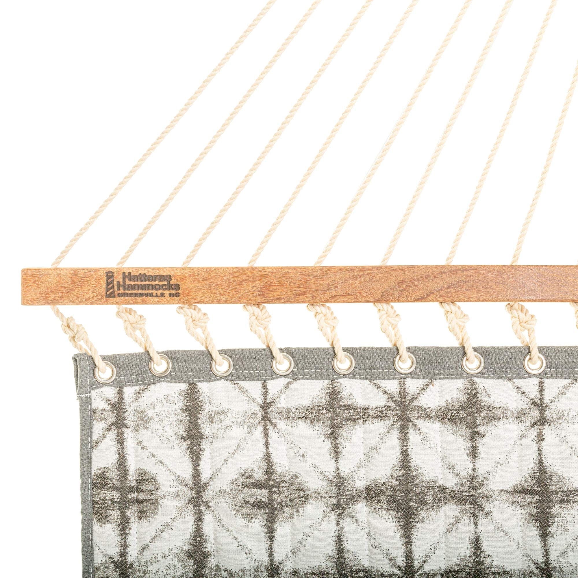 Premium Handcrafted Hatteras Hammock - Large 13ft x 55in Midori Stone Sunbrella Quilted Hammock with Extension Chains & Tree Hooks - 450 LB Capacity for 2 People - Perfect for Backyard, Patio, Camping & Beach Relaxation - Made in USA