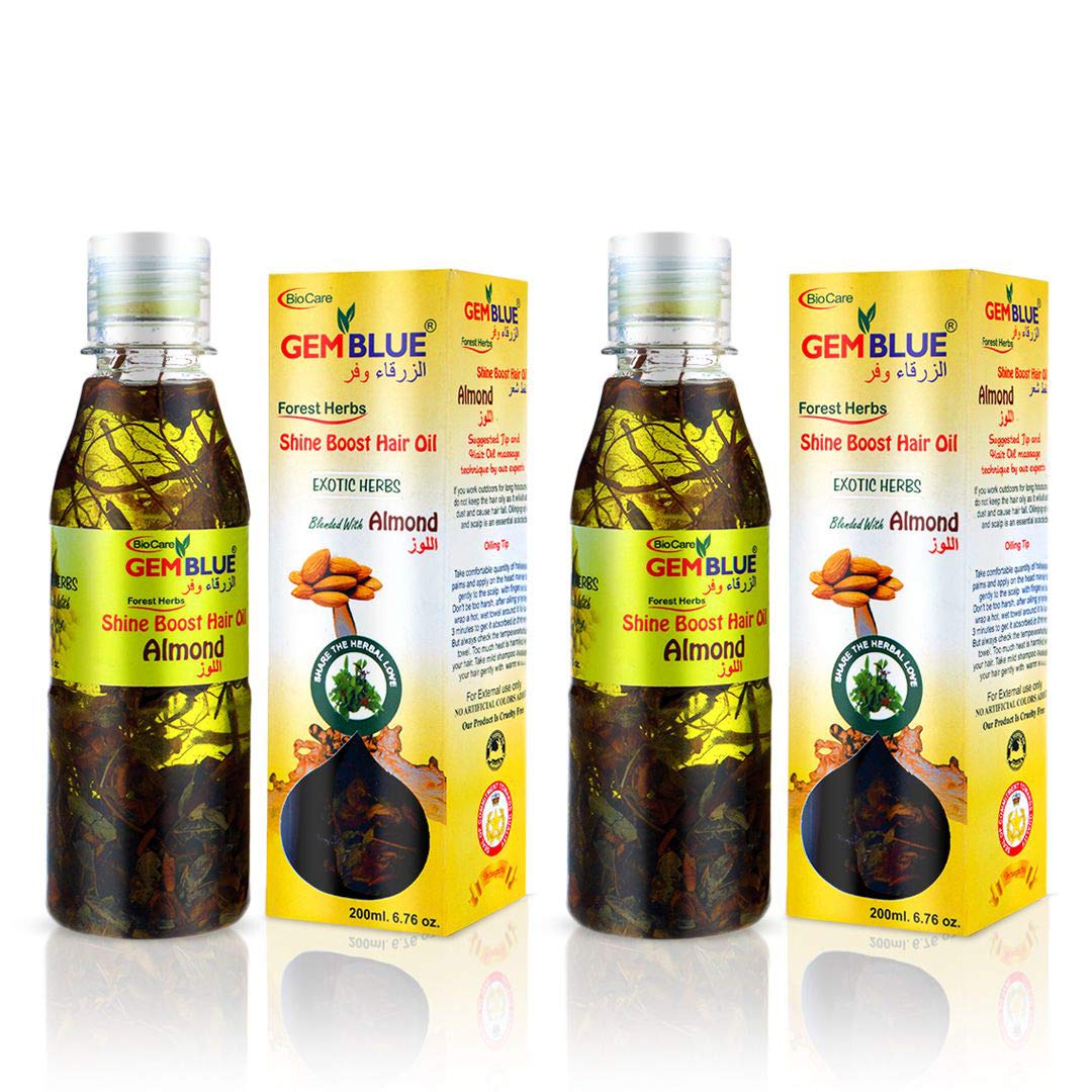 GEMBLUE BioCare Almond Hair Oil 200ml - Natural Hair Growth Treatment for Dry, Damaged Hair - Nourishing & Strengthening with Vitamin E - Perfect for Daily Hair Care & Scalp Massage