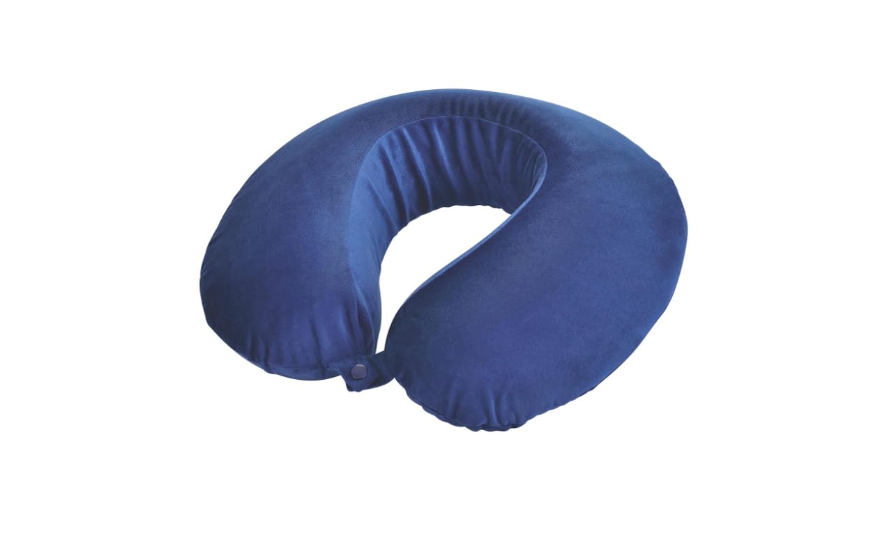 NEERA Premium Memory Foam Travel Neck Pillow - Ergonomic Support for Airplane, Car & Train Rides - Lightweight Comfort for Men & Women - Relieves Neck Pain During Long Flights & Road Trips - Perfect for Business Travel & Vacation (Blue)