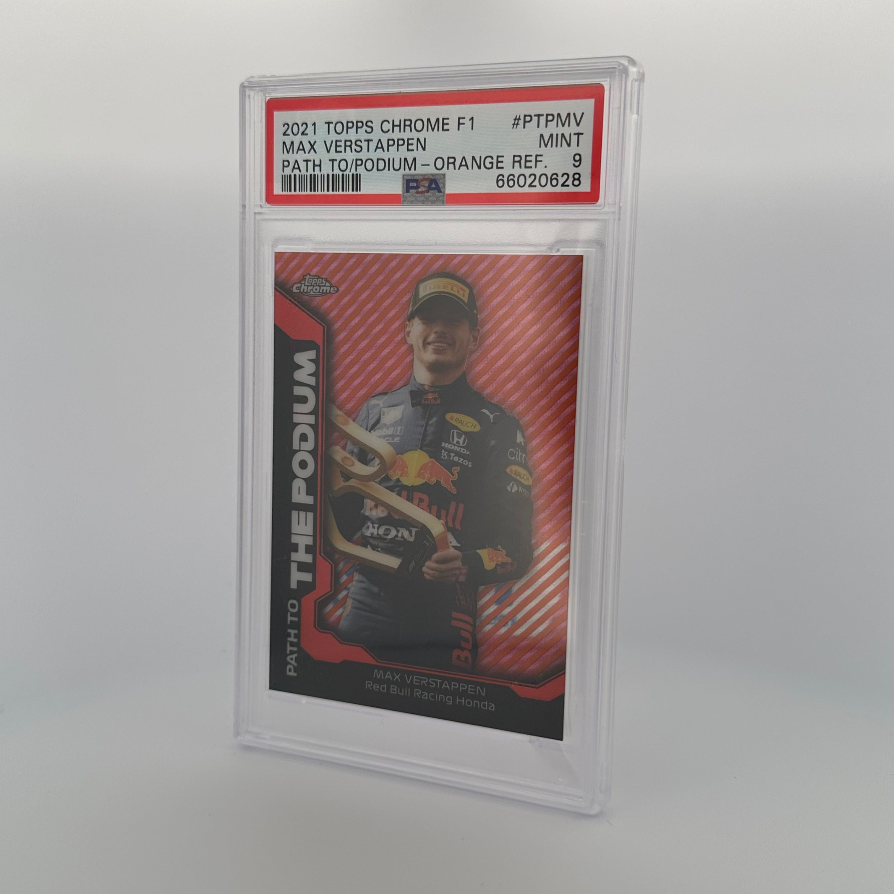 PSA 9 Graded 07/25 MAX VERSTAPPEN #PTPMV PATH TO THE PODIUM ORANGE REFRACTOR Trading Card - Perfect for F1 Collectors, Racing Fans, and Sports Memorabilia Enthusiasts