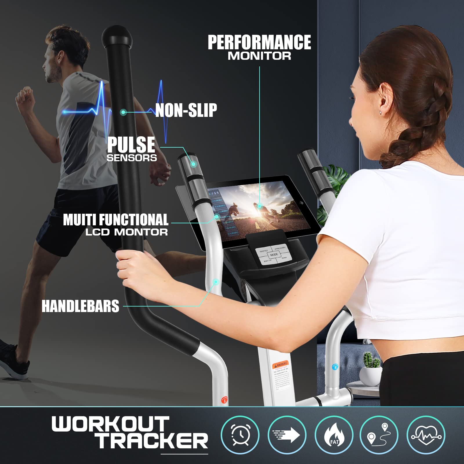 YOUNGFIT Upgraded 22-Level Magnetic Elliptical Machine - Ultra Quiet Cardio Trainer with LCD Monitor for Home Gym Workouts | Perfect for Small Spaces & Low-Impact Exercise
