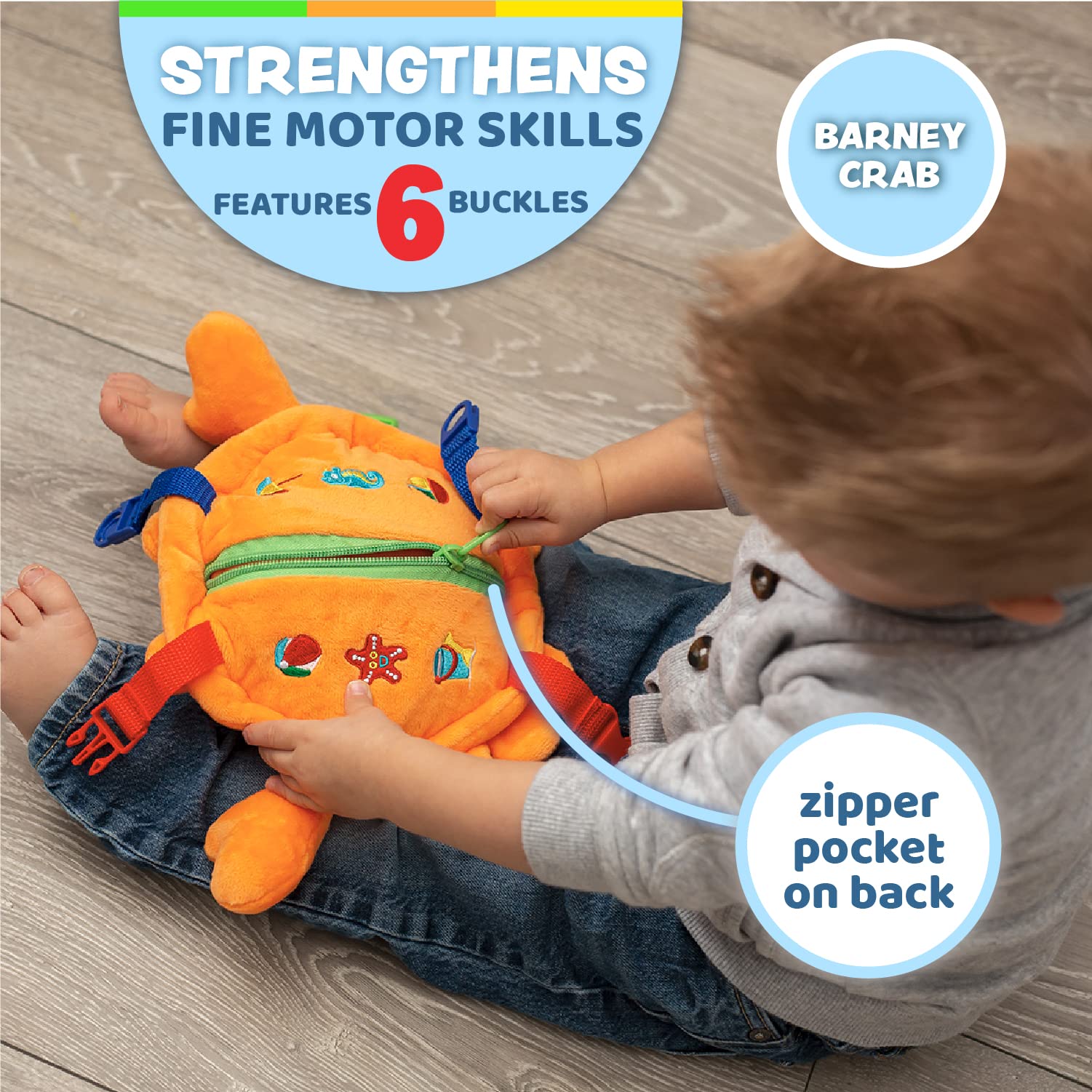 Buckle Toys - Blu Whale & Barney Crab Ocean Buddies Bundle for Toddlers | Sensory Learning Toys for Autistic Kids | Perfect for Travel, Daycare & Preschool Playtime