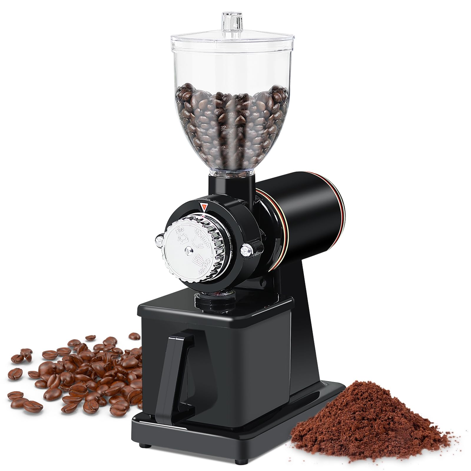YaeMarine Professional Electric Coffee Grinder - Adjustable Coarseness, Fast & Quiet Coffee Bean Mill for Espresso, Drip, French Press - Perfect for Home & Office Use (Black)