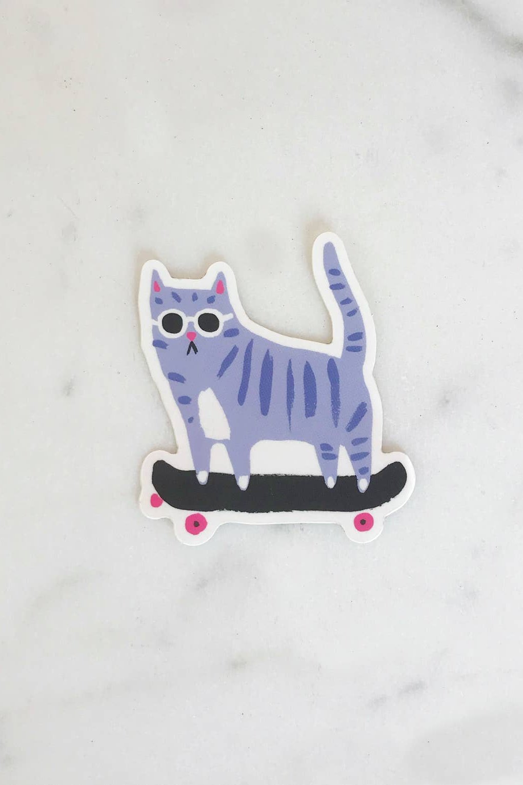 Skater Cat Die Cut Sticker - Waterproof Vinyl Decal for Laptops, Skateboards & DIY Crafts - Cute Cartoon Cat Design for Scrapbooking & Personalizing Accessories