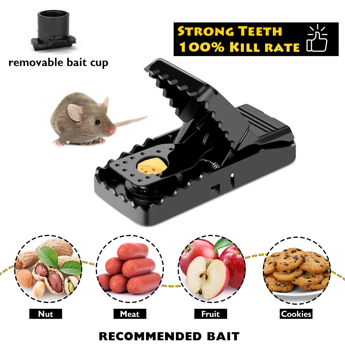 Effective Mouse Traps for Indoor & Outdoor Use - 6 Pack Quick Kill Snap Traps for Small Mice | Safe, Reusable & Humane Rodent Control | Ideal for Homes, Kitchens, Garages & Gardens
