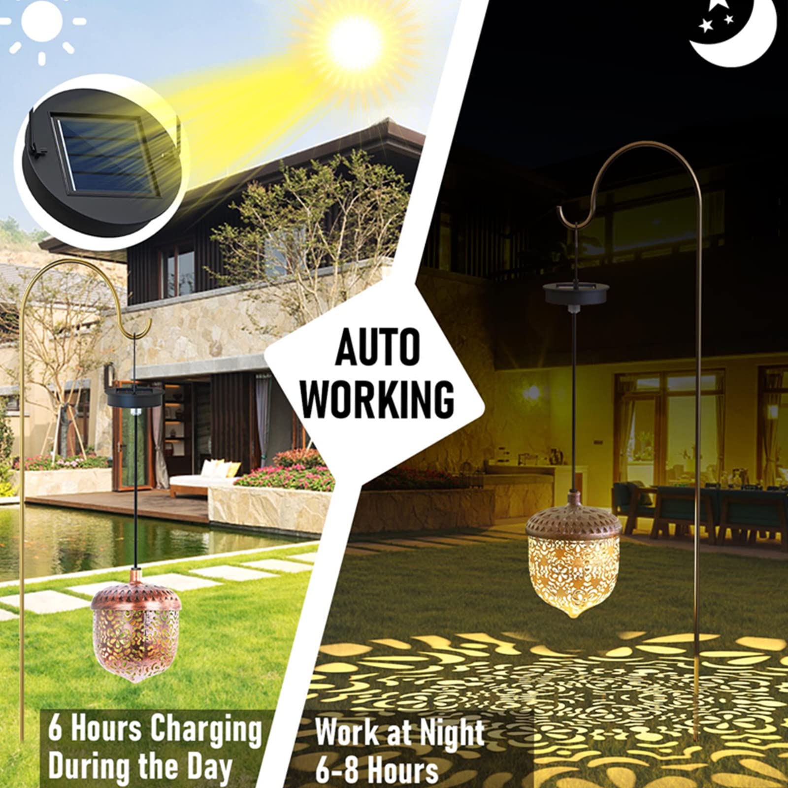 **Outdoor Solar Pathway Lights - Large Waterproof LED Solar Lanterns for Garden, Porch, Patio & Walkway - Bronze Metal Solar Lights for Nighttime Illumination & Decoration**