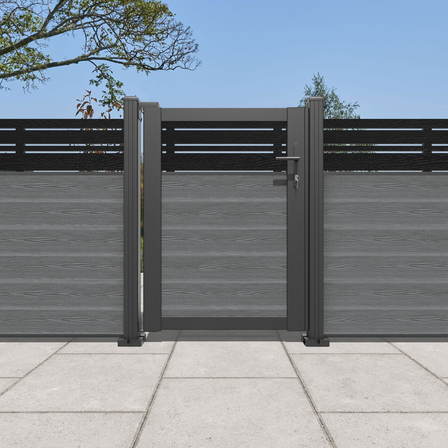 Classic Linea Pedestrian Gate - Durable Mid Grey Steel Walkway Gate for Home & Garden Security | Perfect for Driveways, Fences, and Backyard Access Control