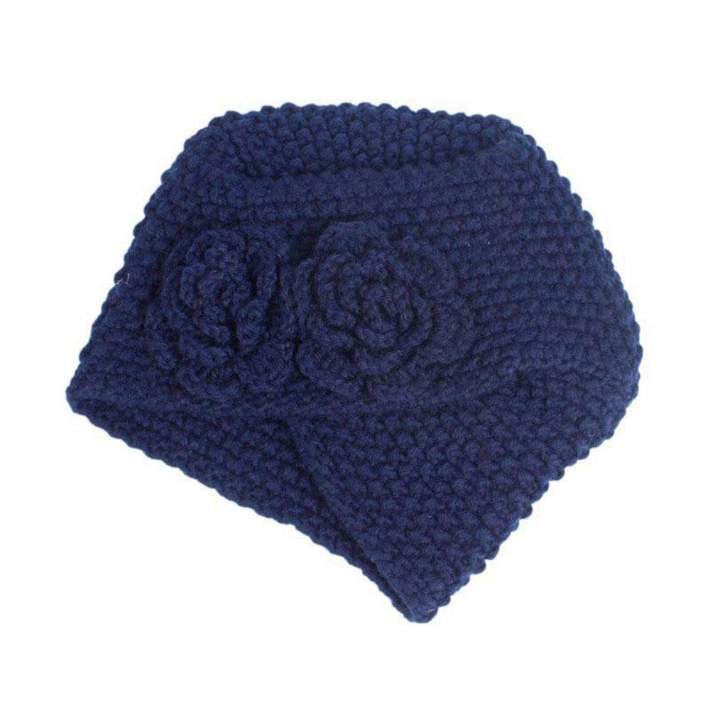 Women's Knitted Turban Head Wrap - Soft Wool Beanie Cap for Chemo, Arab Style Hair Wrap with Cross Twist & Flower Design - Cozy Winter Headwear for Cancer Patients, Hijab, and Fashion Accessories