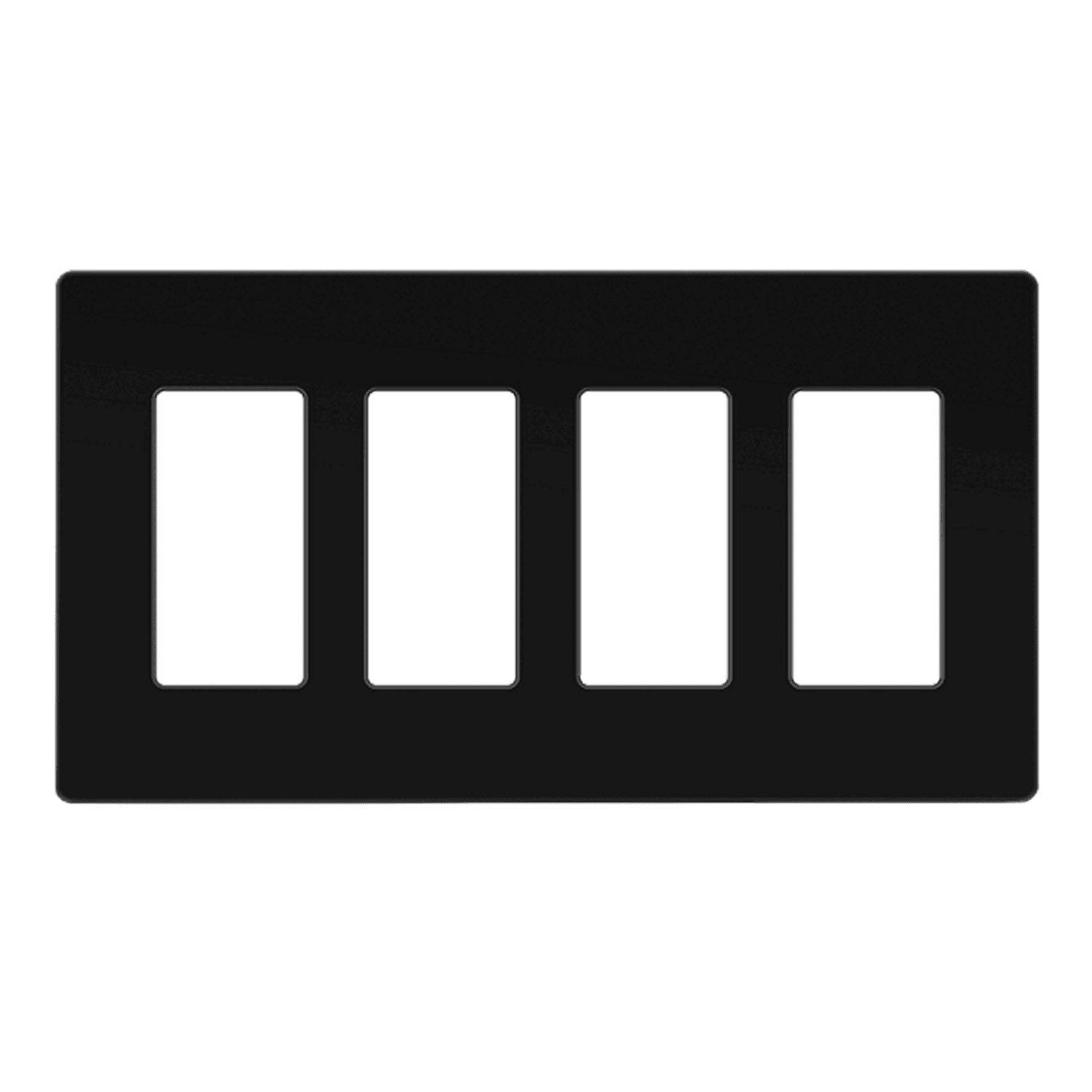 4 Gang Decorator Rocker Screwless Wall Plate - Black - Perfect for Home & Office Electrical Outlet Covers