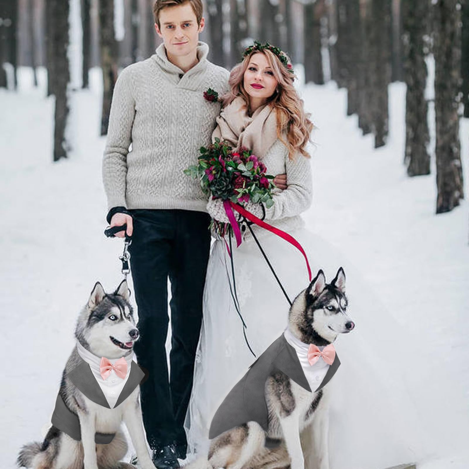 Kuoser Dog Tuxedo Suit & Bandana Set - Formal Wedding Attire for Medium & Large Dogs | Perfect for Golden Retrievers, Bulldogs & Samoyeds | Great for Weddings, Parties & Special Occasions