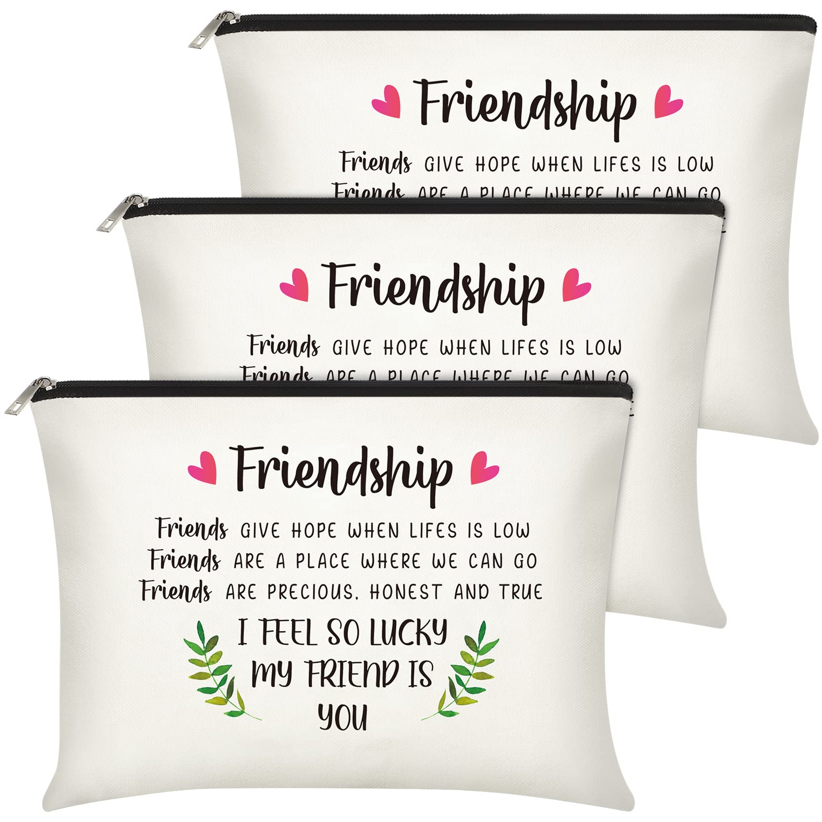 3-Piece Funny Cosmetic Bag Set for Women - Best Friend Gifts for Long Distance Friendship, Birthday, Moving Away & Christmas - Travel Makeup Bags for Bestie & Soul Sister (Charming Style) - Perfect for Travel, Daily Use & Gift Giving