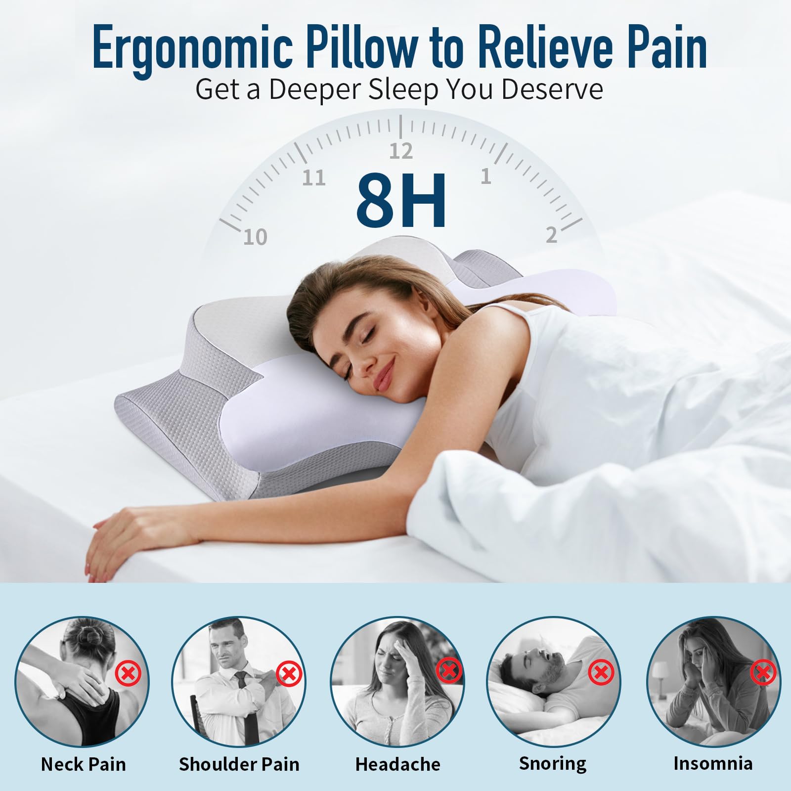 **Orthopedic Cervical Pillow for Neck Pain Relief - Cooling Memory Foam Pillow for Side, Back & Stomach Sleepers - Ergonomic Support for Better Sleep & Posture - Perfect for Home, Office & Travel Use**