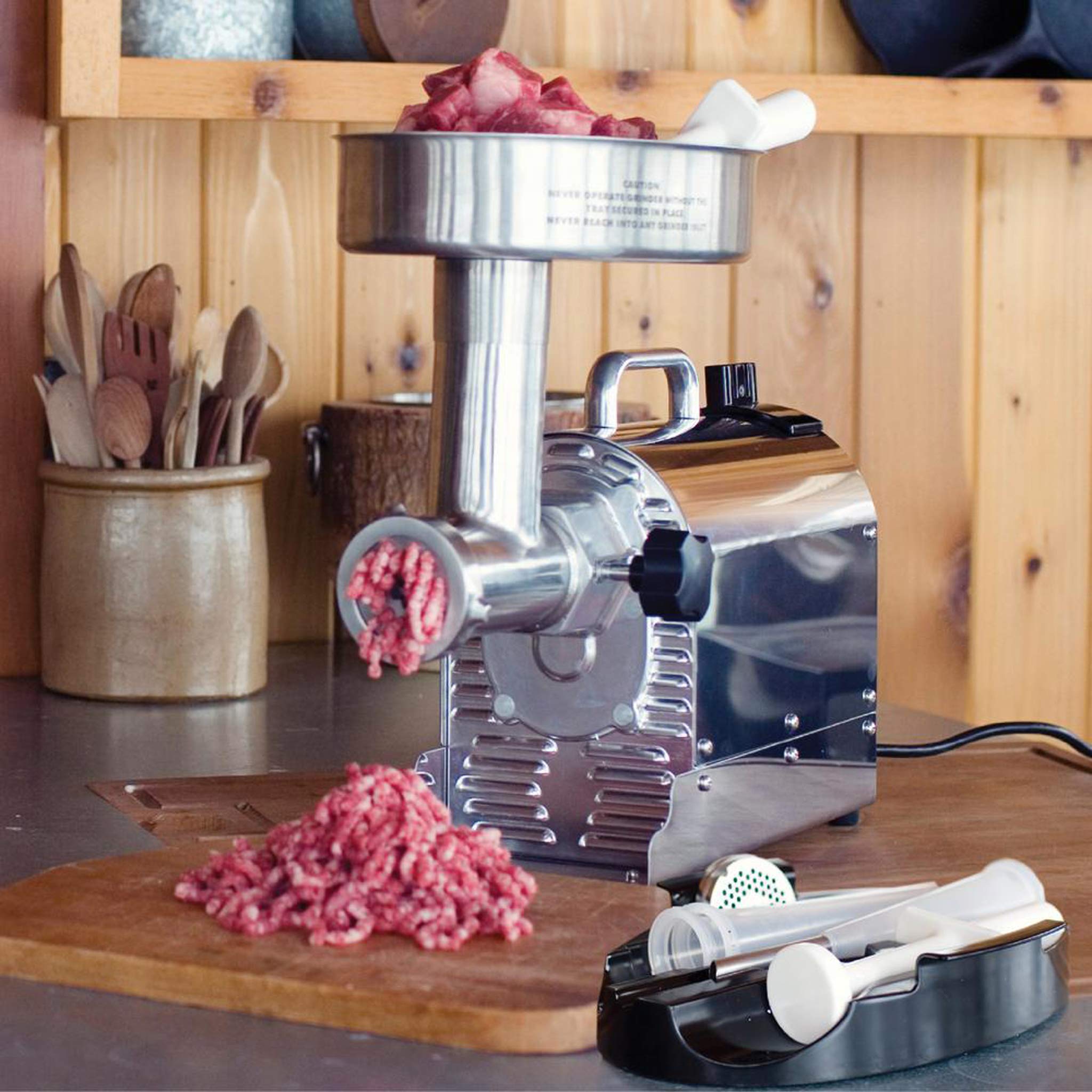 Weston Pro Series 750W Commercial Electric Meat Grinder - 1 HP, 9lbs/min Stainless Steel Meat Grinder for Home & Restaurant Use - Perfect for Burgers, Sausages & Pet Food Prep (Model 10-1201-W)