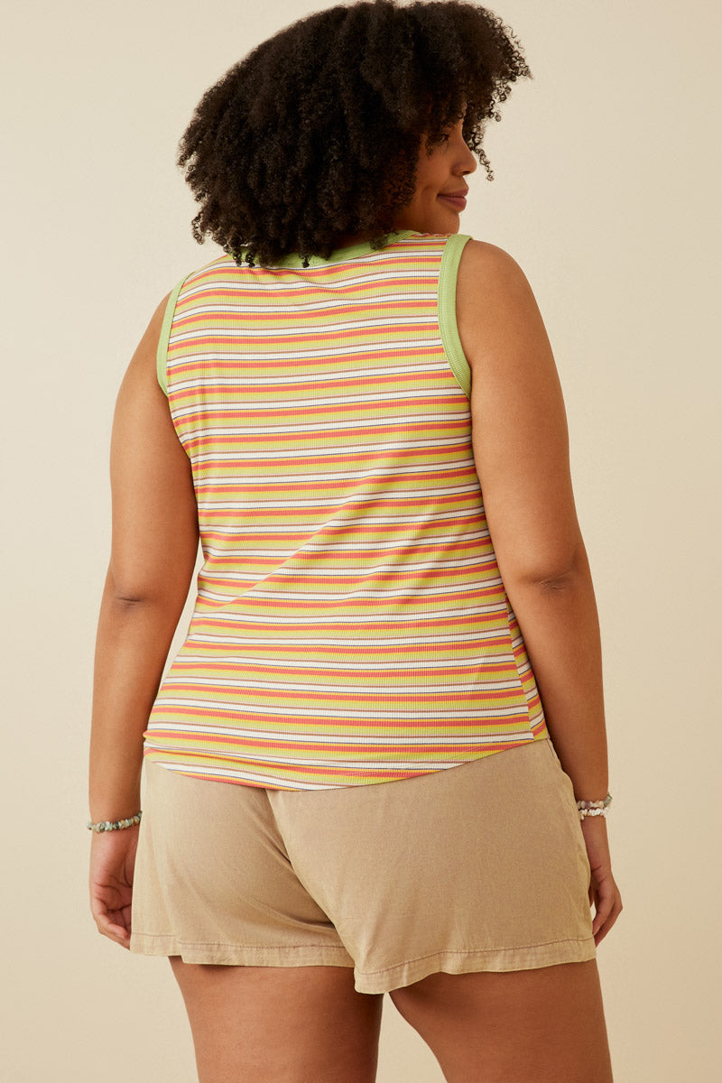 Stylish Contrast Binding Striped Knit Ribbed Tank Top for Women - Perfect for Casual Wear, Layering & Summer Outfits