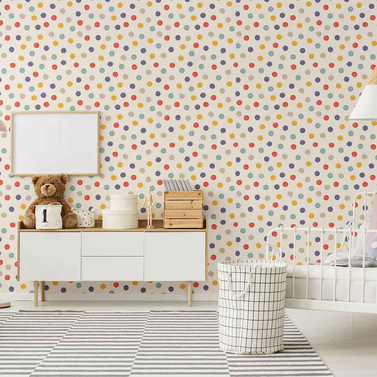 Beige Polka Dot Peel and Stick Removable Wallpaper - Self-Adhesive Decorative Wall Covering for Bedroom, Nursery & Home Decor - Easy to Apply & Remove