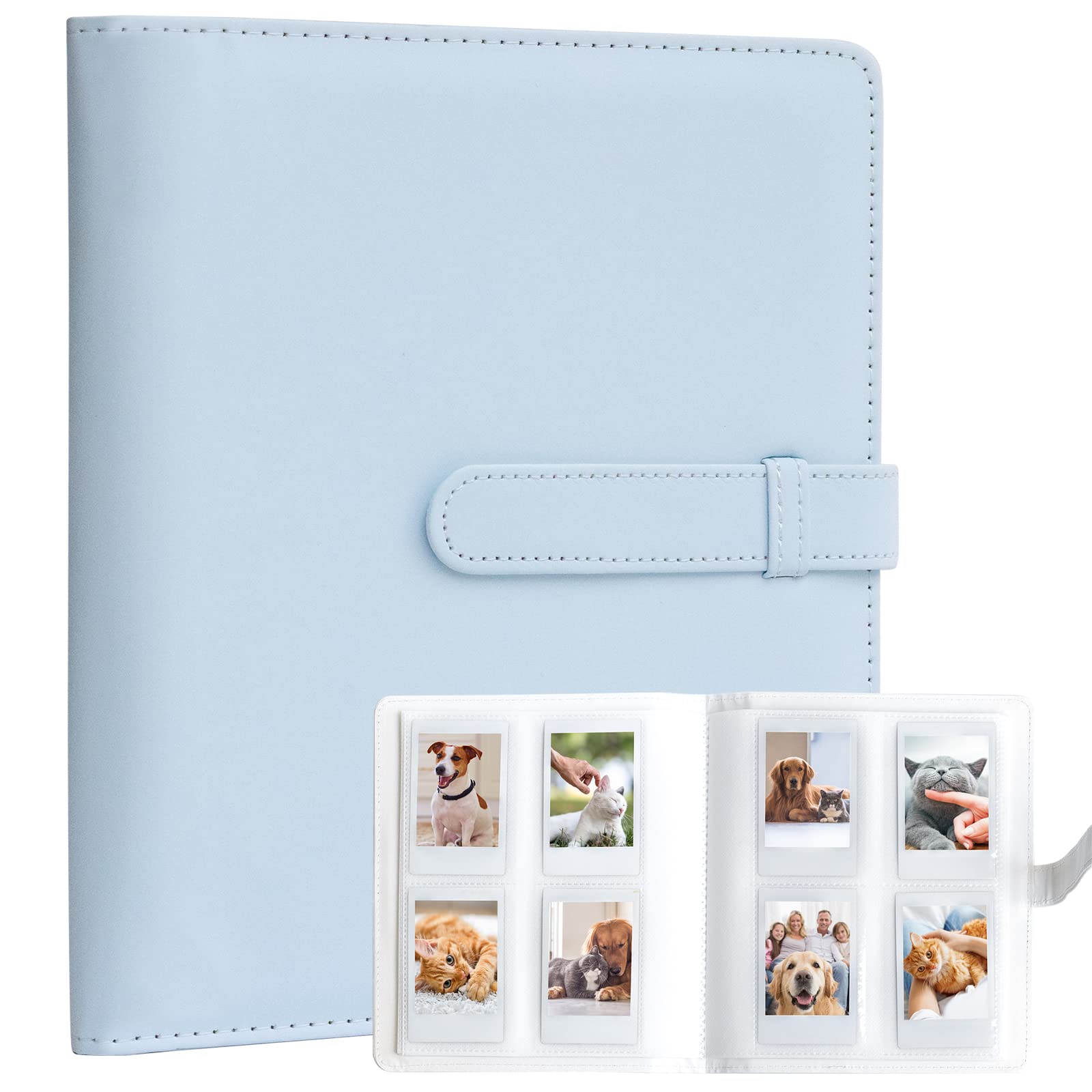 128-Pocket Photo Album for Fujifilm Instax Mini LiPlay 11 12 90 70 50S 26 25 9 8+ 8 7S & Mini LINK2 Printer - Compatible with Snap SnapTouch PIC-300 Z2300 Mint Zip Instant Cameras (Blue) - Perfect for Travel, Parties, and Memory Keeping