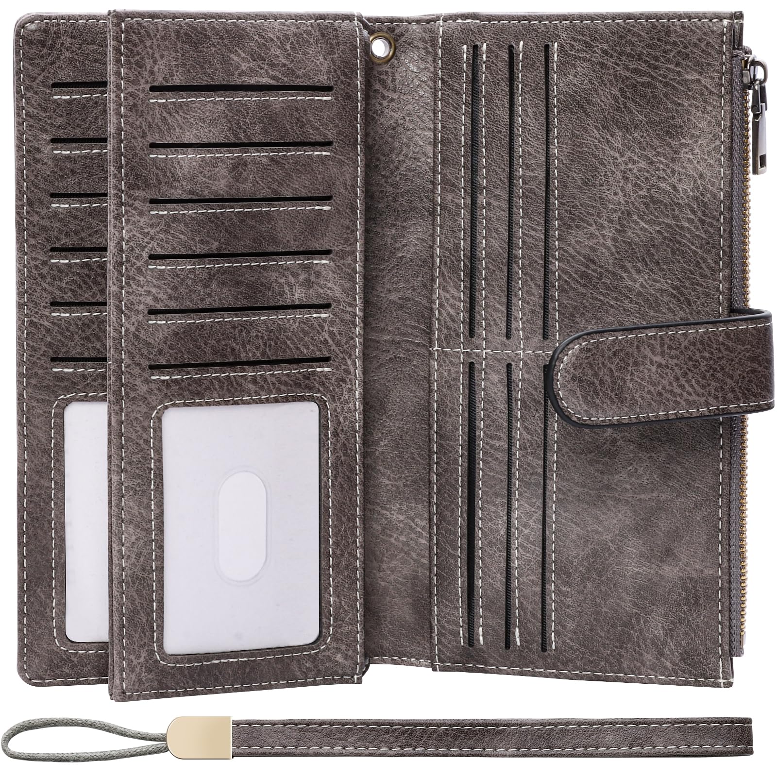 RFID Blocking Women's Wallet - Large Capacity Credit Card Holder with Wristlet & ID Window | Stylish Leather Purse for Everyday Use, Travel & Shopping