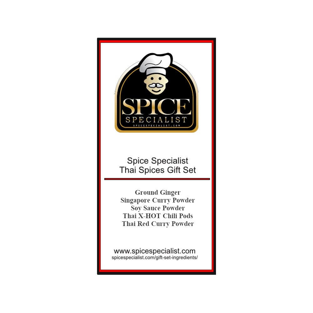 Premium Thai Spices Gift Set - 5 Assorted Spice Jars: Thai Curry, Ground Ginger, Soy Sauce Powder, Singapore Curry Powder & X-Hot Chilies | Perfect for Asian Cooking, Meal Prep & Gourmet Gifts