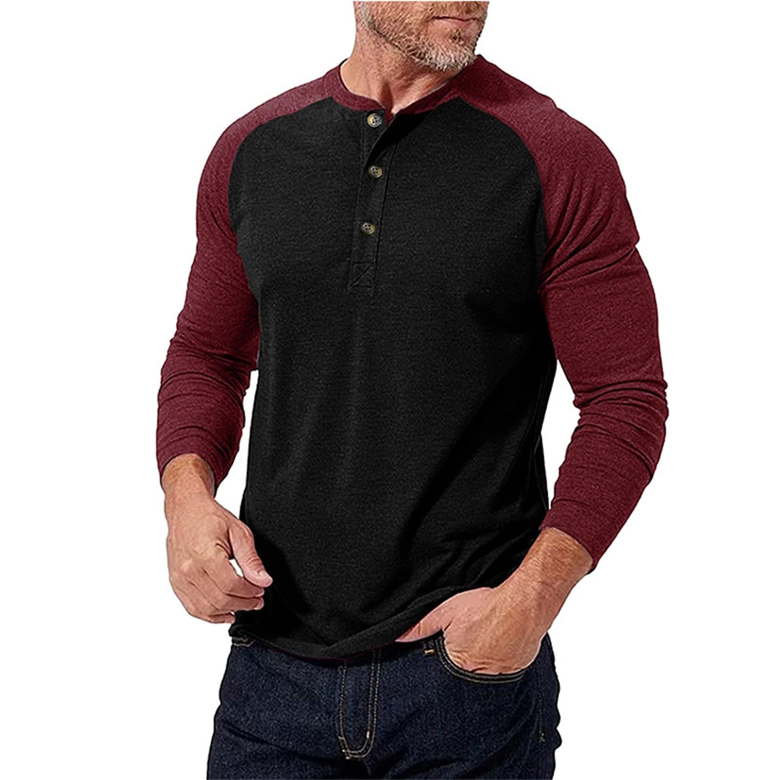 Men's Vintage Raglan Long Sleeve Henley Shirt - Slim Fit Casual Baseball Tee for Active Sports & Everyday Wear | Perfect for Gym, Workouts, and Street Style Fashion