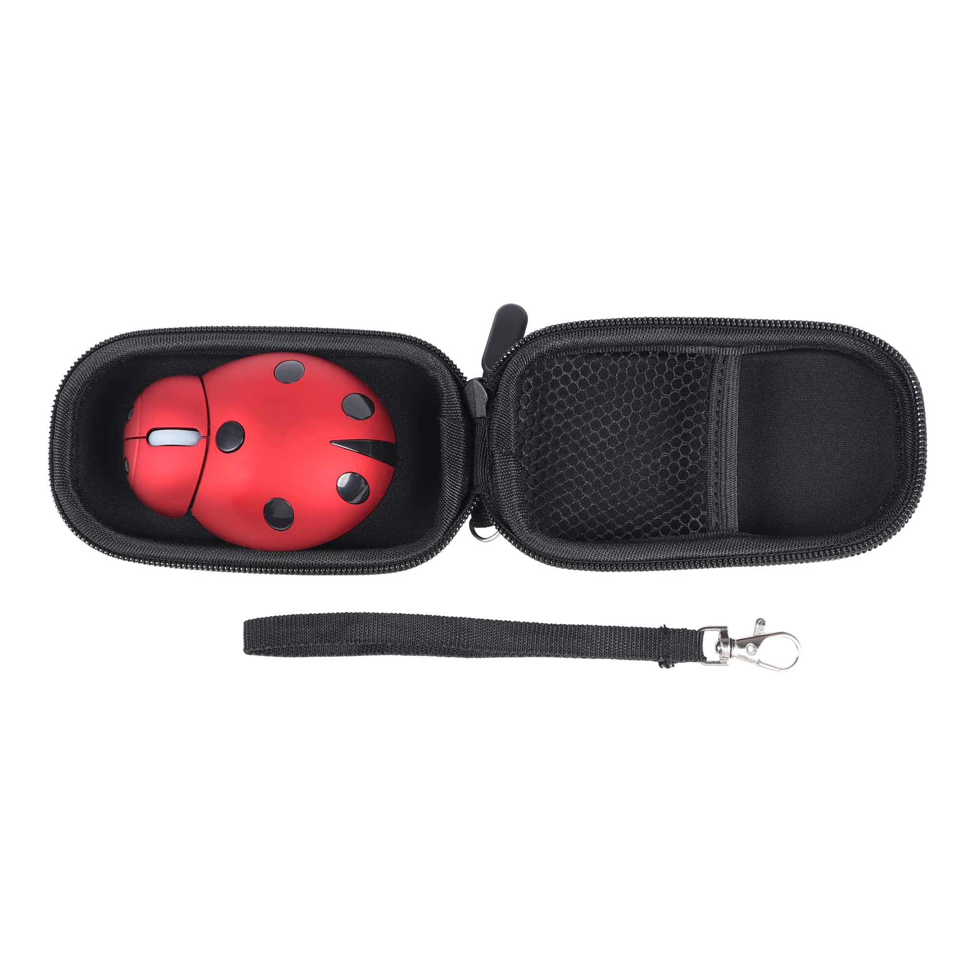 Elec Space Mini Wireless Mouse - Cute Ladybug Design, Ergonomic Cordless Mouse for Kids, Laptop, PC, Mac, Notebook - Includes Mouse Case, Perfect for Home, Office, and School Use (Red)