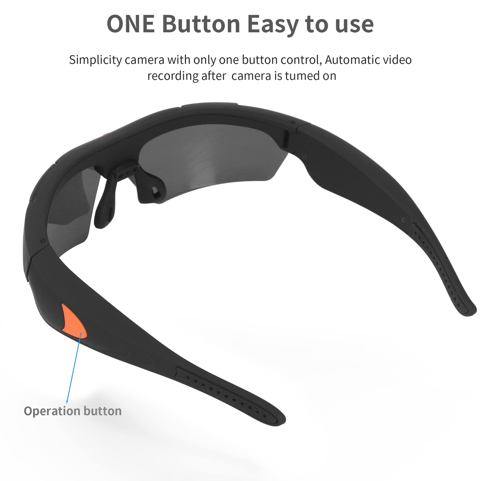 1080P HD Video Recording Camera Glasses with 256GB Support - Orange Sports Sunglasses for Cycling, Driving, Hiking, Fishing & Hunting | Hands-Free Action Camera for Outdoor Adventures