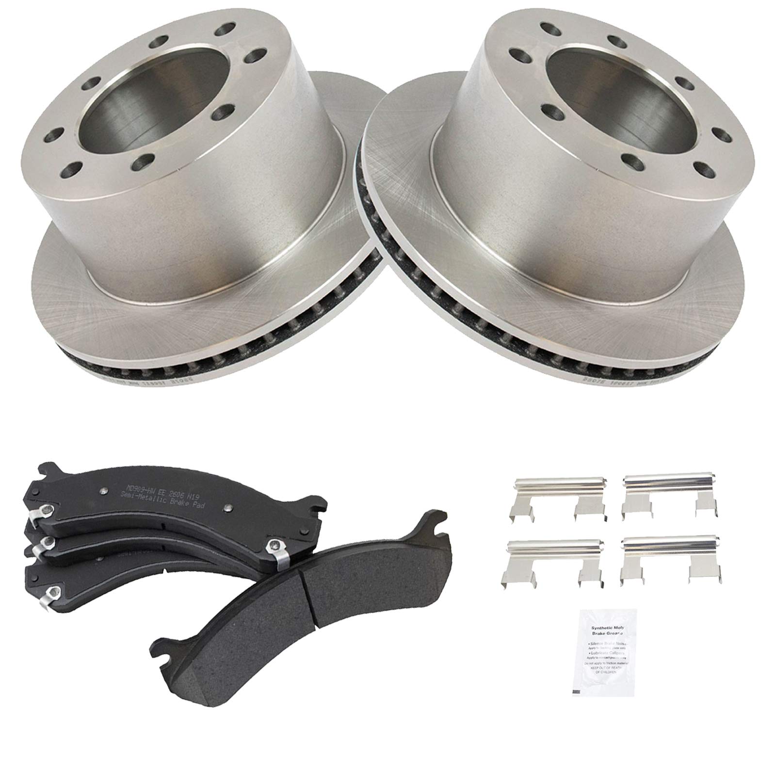 Premium TRQ Rear Metallic Brake Pad & Rotor Kit Set for Chevy GMC 3500 HD Truck & Van - High-Performance Braking for Towing & Heavy-Duty Use