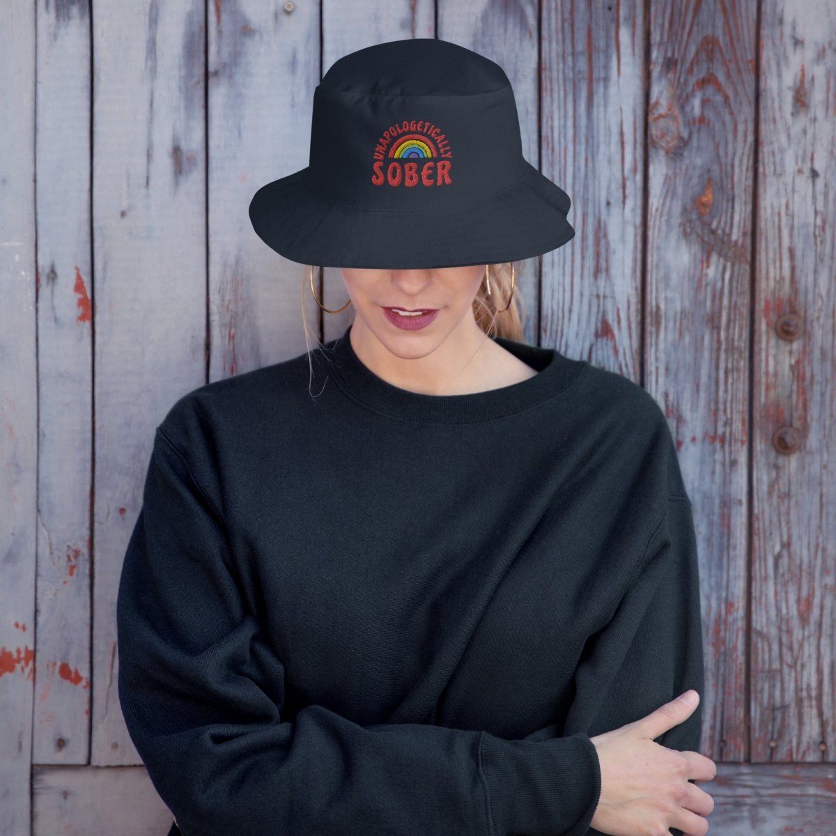 Unapologetically Sober Embroidered Bucket Hat for Men & Women - Stylish Alcohol-Free Lifestyle Accessory for Outdoor Activities, Beach, and Festivals