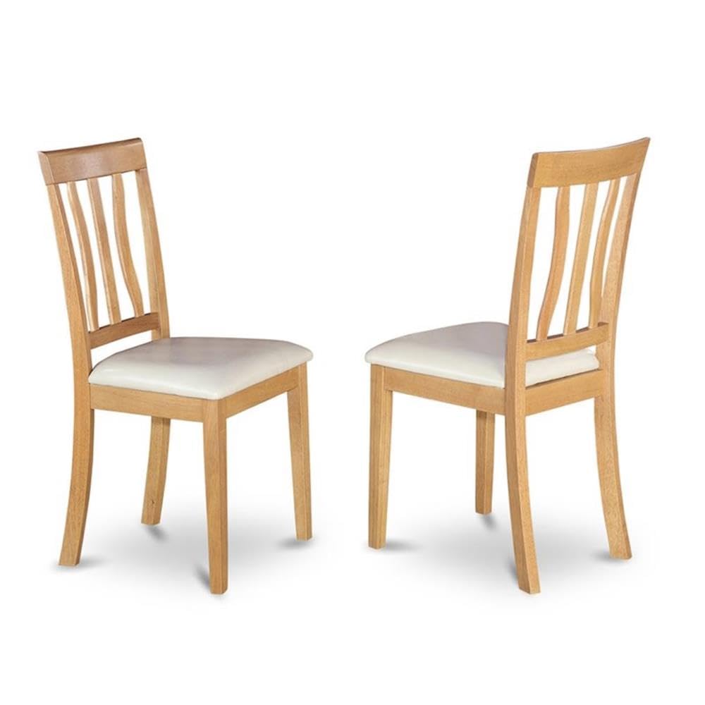 East West Furniture ESAN3-OAK-LC 3-Piece Round Kitchen Dining Table Set with Pedestal Base & 2 Faux Leather Chairs, 30x30 Inch, Oak - Perfect for Small Spaces, Breakfast Nooks & Cozy Apartments