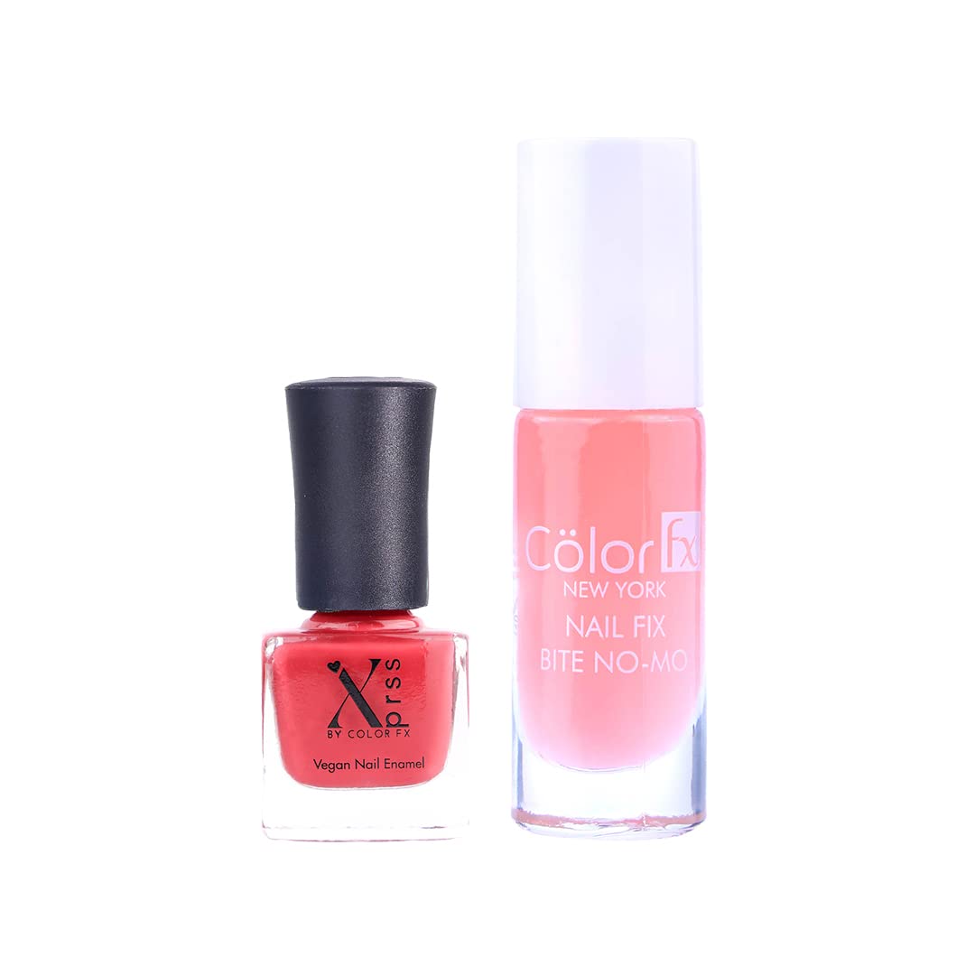 Color Fx Nail Fix Anti Nail Biting Polish - Strengthening & Hardening Nail Treatment for Adults & Kids - Strawberry Pink Nail Enamel (204-304) - Stop Nail Biting Habit for Healthy Nails at Home, School & Work