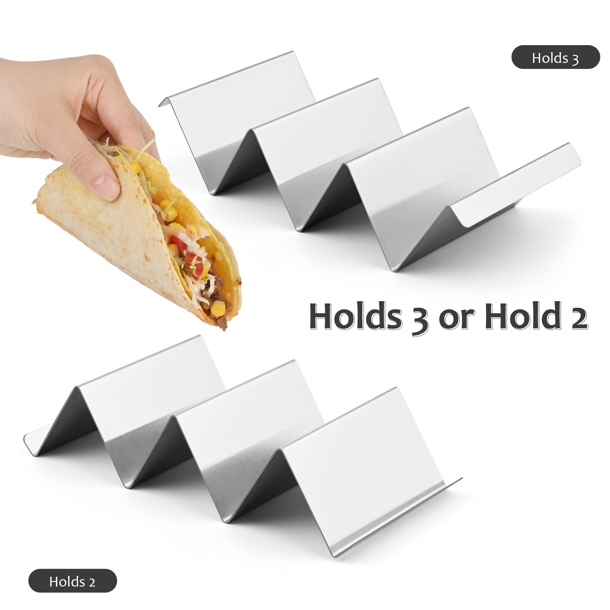 Stainless Steel Taco Holders Set of 2 - Taco Stand Rack Tray for Baking & Grilling | Oven & Dishwasher Safe | Perfect for Taco Night, Parties & Outdoor BBQ