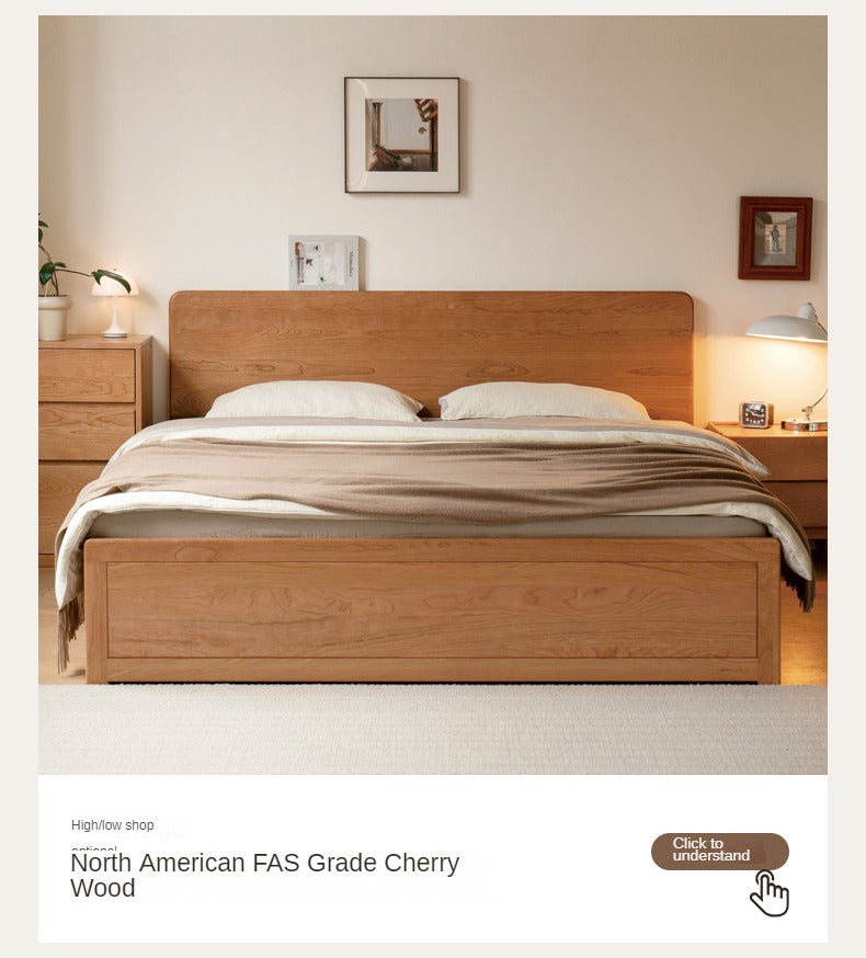 Premium Black Walnut & Oak Solid Wood Bed Frame - Modern Platform Bed for Master Bedroom, Guest Room, or Dormitory