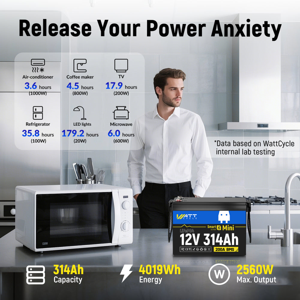 Best 12V 314Ah LiFePO4 Lithium Battery with Bluetooth - Perfect for Solar Power Systems, RVs, Marine & Off-Grid Applications