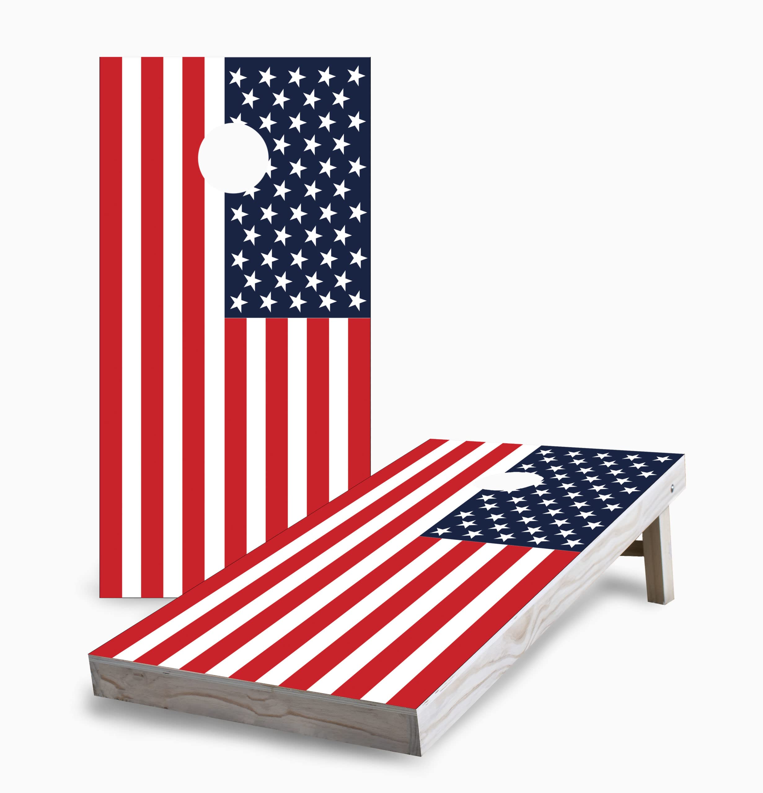 Skip's Garage American Flag Cornhole Board Set with 2 Boards & 8 Bags - Premium Outdoor Lawn Game for Backyard Parties, Tailgating, and BBQ Gatherings