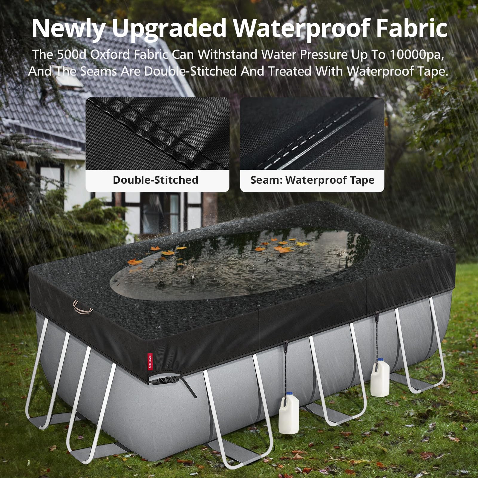 2024 Upgrade Super Windproof 12x24FT Rectangle Above Ground Pool Cover - Durable Tear-Resistant Winter Oval Pool Cover with Enhanced Ratchets & Tarp Clips - Perfect for Inground/Above Ground Pools, Hot Tubs, and Outdoor Water Features