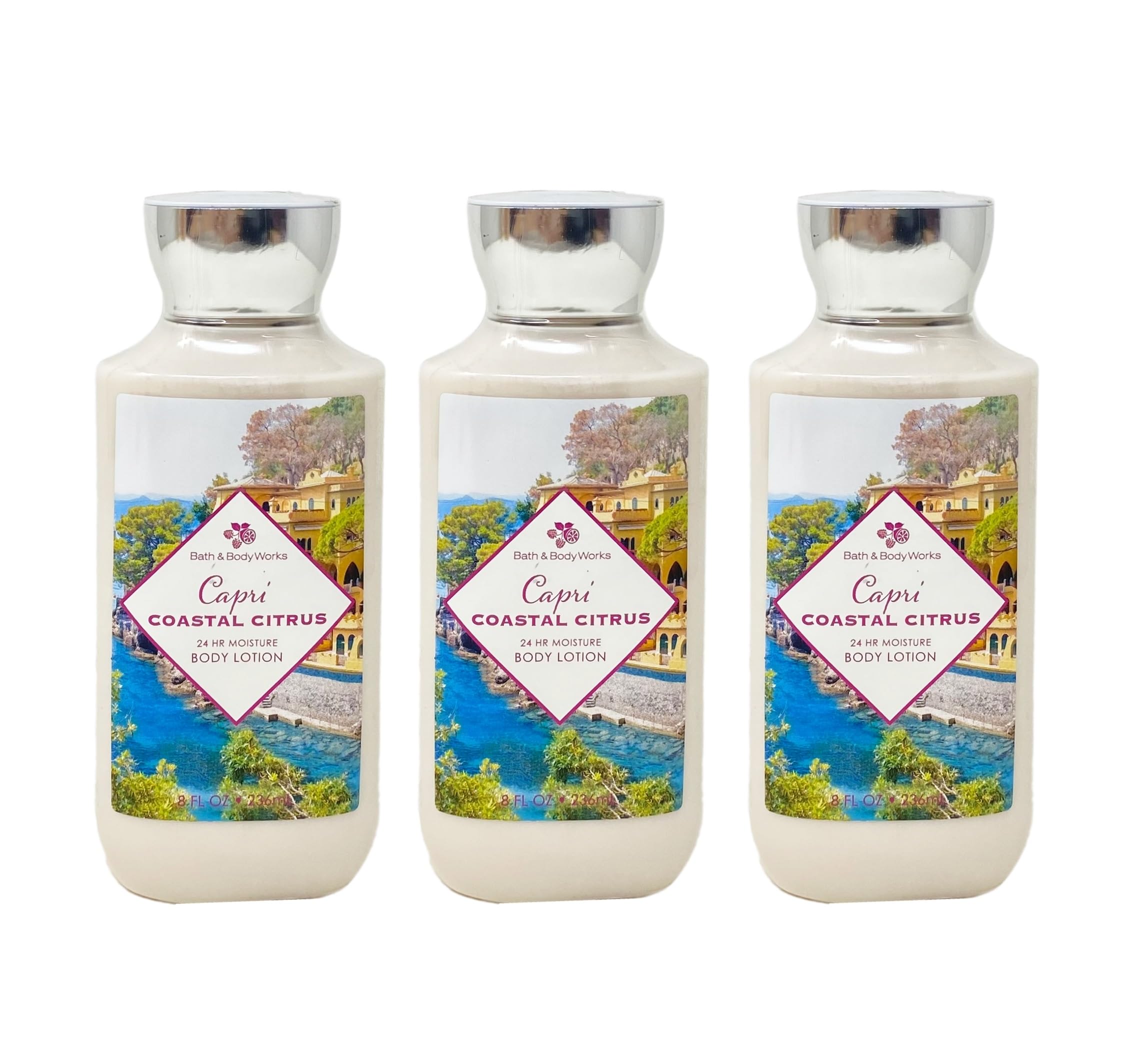 Bath & Body Works Capri Coastal Citrus 24-Hour Moisturizing Body Lotion 3-Piece Set - 8 fl oz (236 mL) Each - Hydrating & Long-Lasting for Dry Skin - Perfect for Travel, Gifts & Daily Skincare Routine