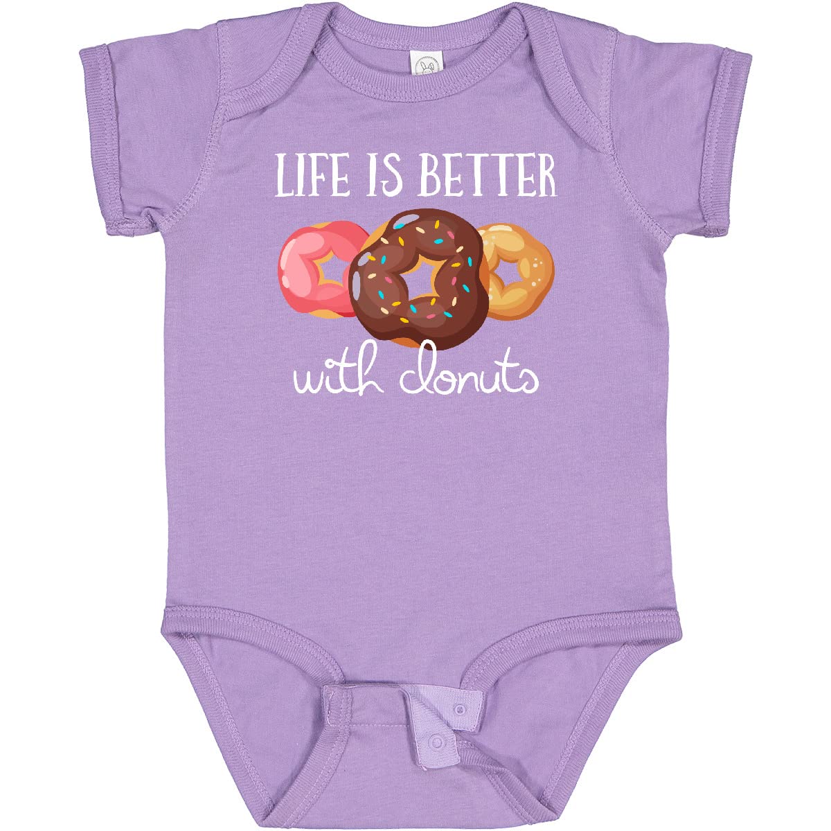Inktastic Life is Better with Donuts Baby Bodysuit - Cute Donut Print Onesie for Infants & Toddlers - Perfect for Birthday, Photo Shoots & Everyday Outfits