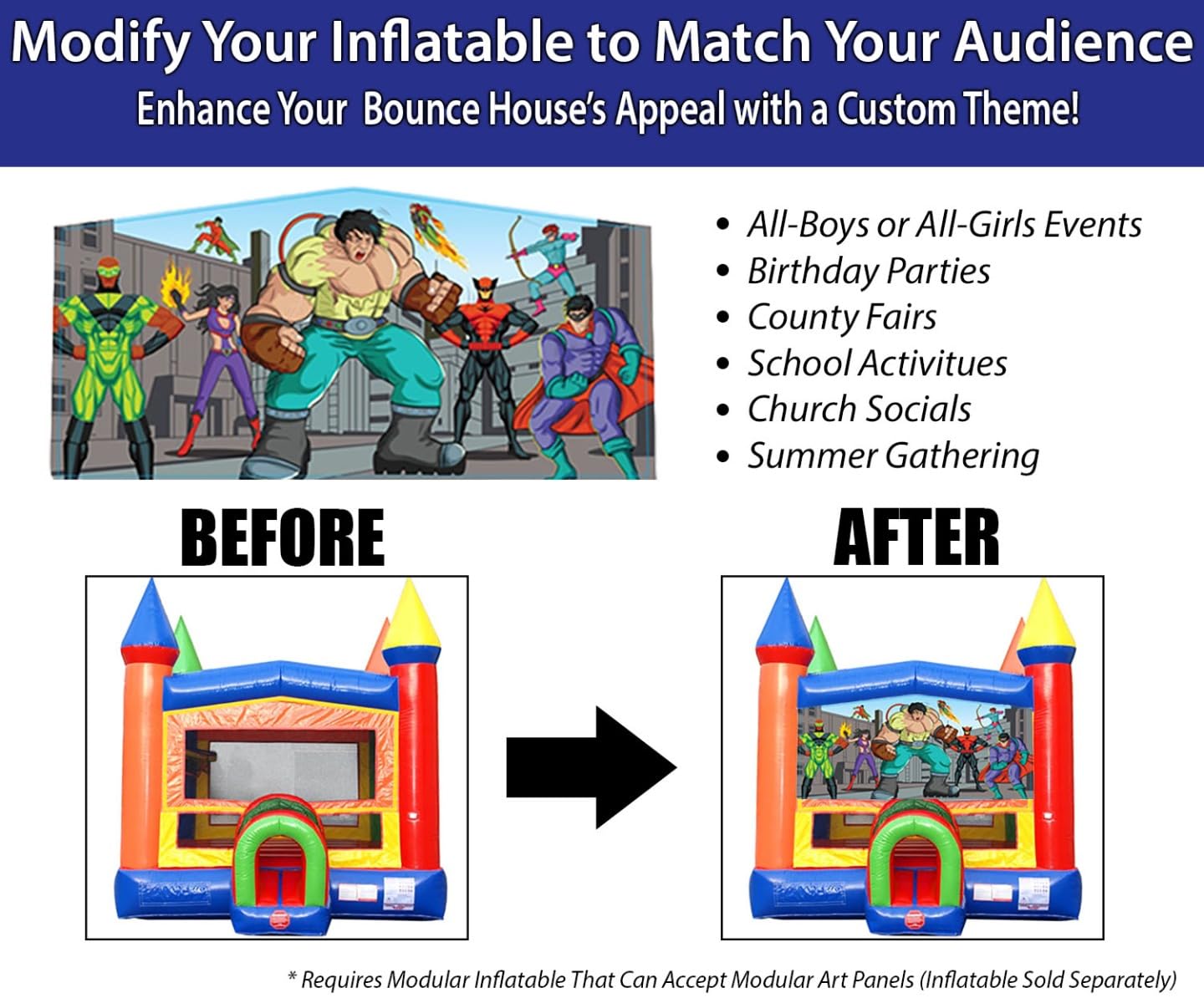 Modular Art Panel for Bounce Houses & Inflatable Slides | Underwater Sea Fish Design | Fits 13-Ft Commercial Inflatables | Perfect for Birthday Parties & Carnival Events