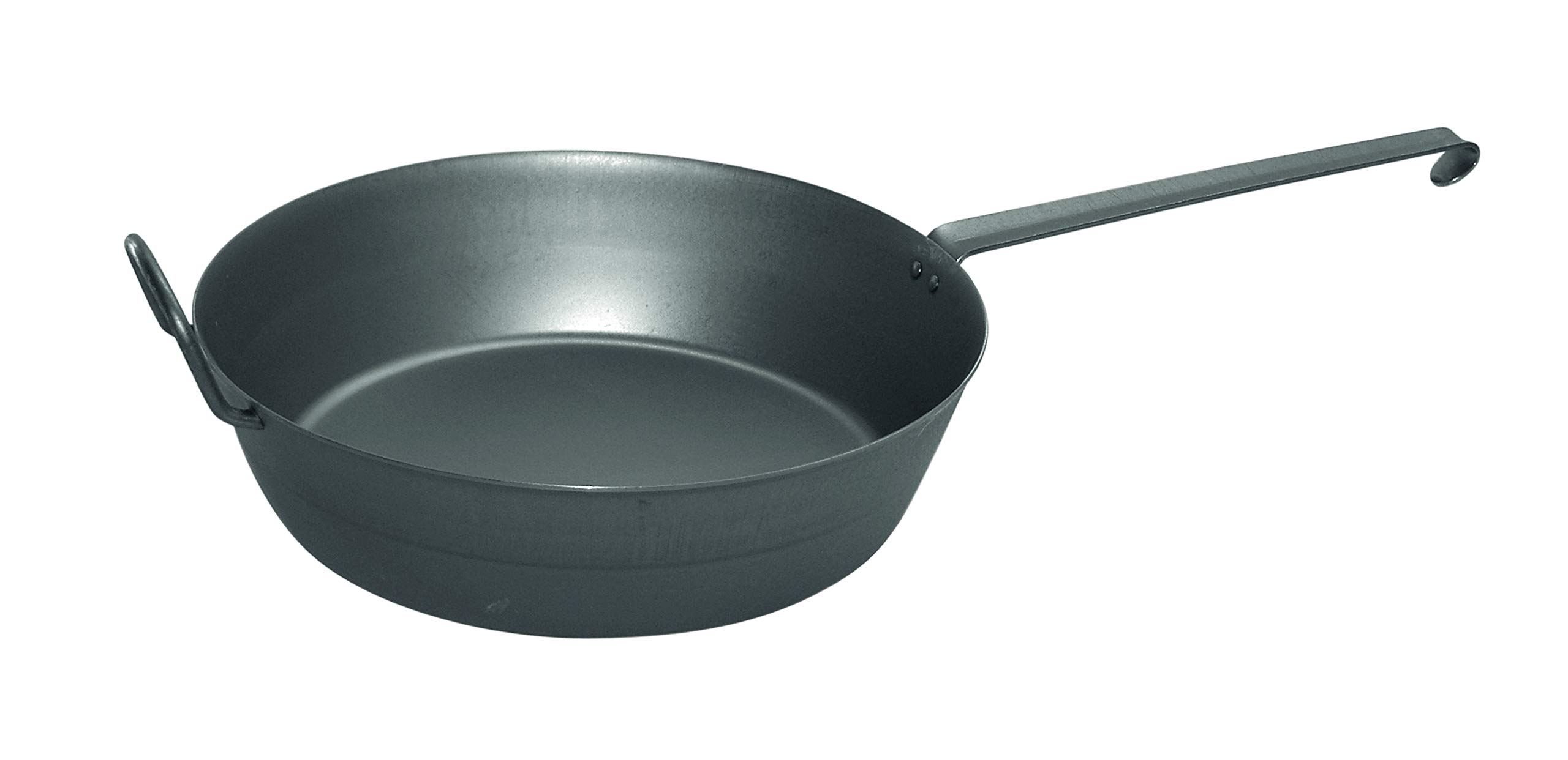 RIESS 0643-023 Tirol Iron Pan with Side Handle - 32cm Diameter, 8.8cm Height - Premium Metallic Iron Frying Pan for Induction Cooktops - Perfect for Searing Steaks, Stir-Frying & Camping Cooking