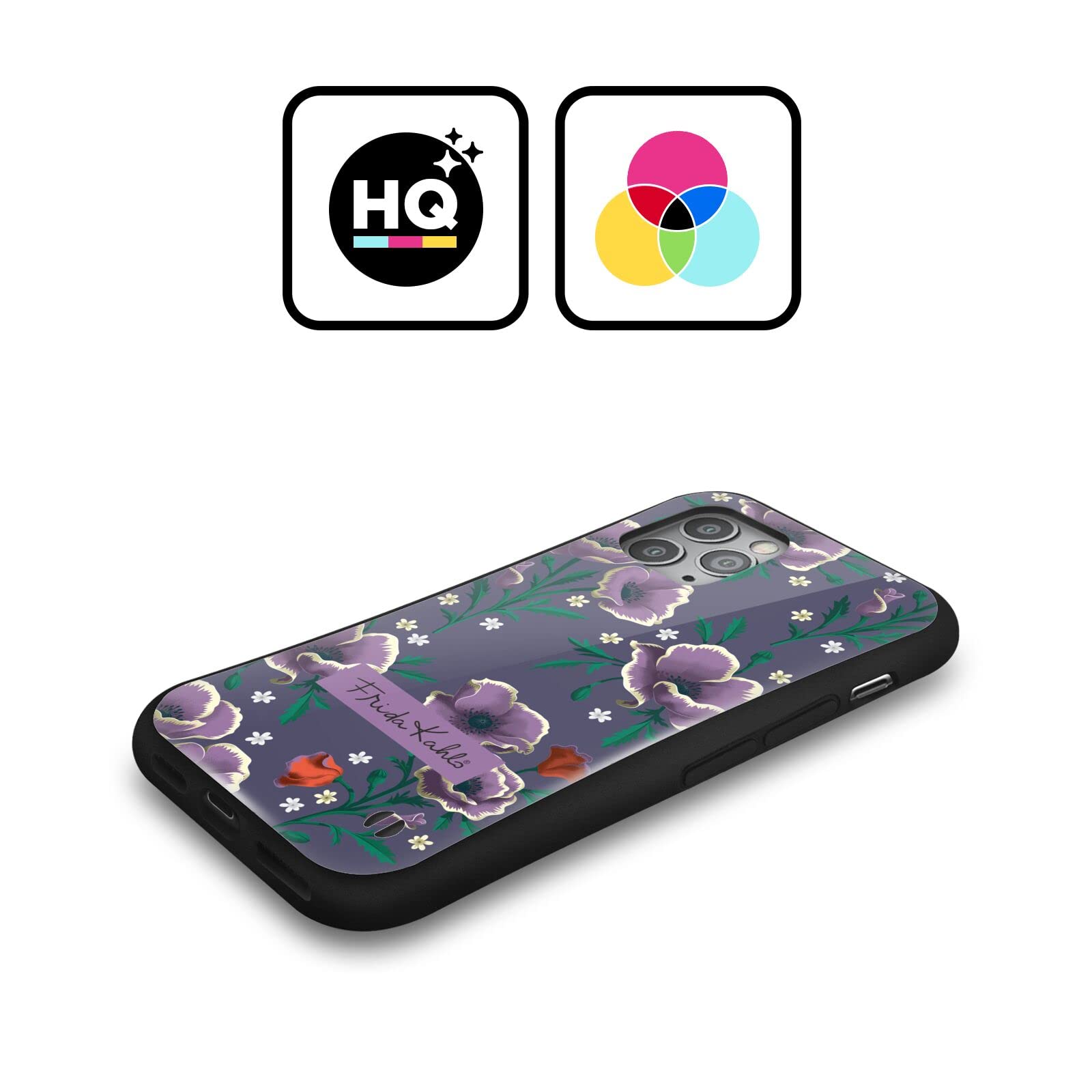 Officially Licensed Frida Kahlo Purple Flowers Hybrid Case for Apple iPhone 13 Pro Max - Durable Protective Phone Cover with Artistic Design, Perfect for Everyday Use, Travel & Gift Giving