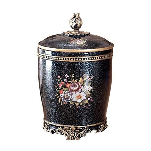 Stylish Black Resin Trash Can with Lid - Durable European Design for Home, Office, Wedding & Housewarming Gifts - Perfect for Kitchen, Bathroom & Living Room Storage