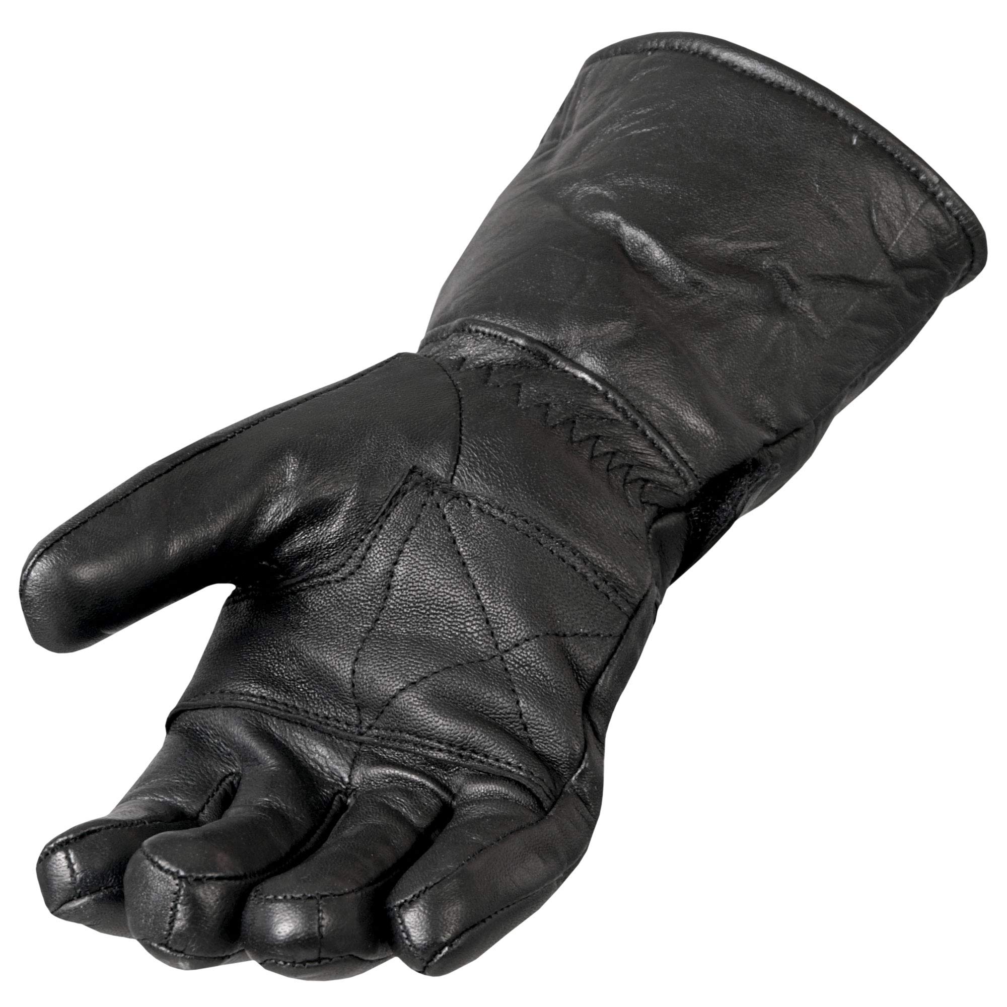 Hot Leather Gauntlet Gloves with Quilted Lining for Motorcycle Riding & Winter Protection - Premium Biker Gloves for Men & Women