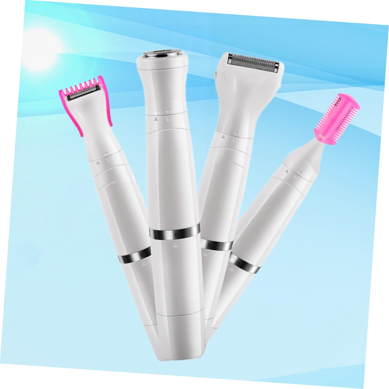 Pearl White USB Rechargeable 4-in-1 Electric Razor for Women - Painless Hair Removal, Smooth Skin, Underarm & Body Shaver - Perfect for Travel, Gym & Daily Beauty Routine