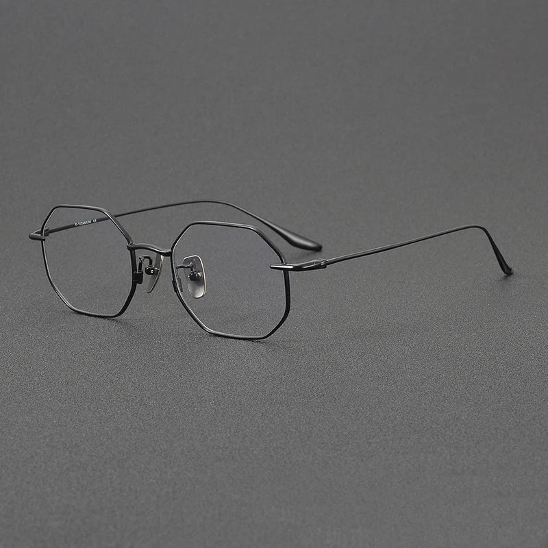Stylish Unisex Black Titanium Polygon Flat Top Full Rim Eyeglasses 4174 - Perfect for Work, Reading & Fashion Accessories