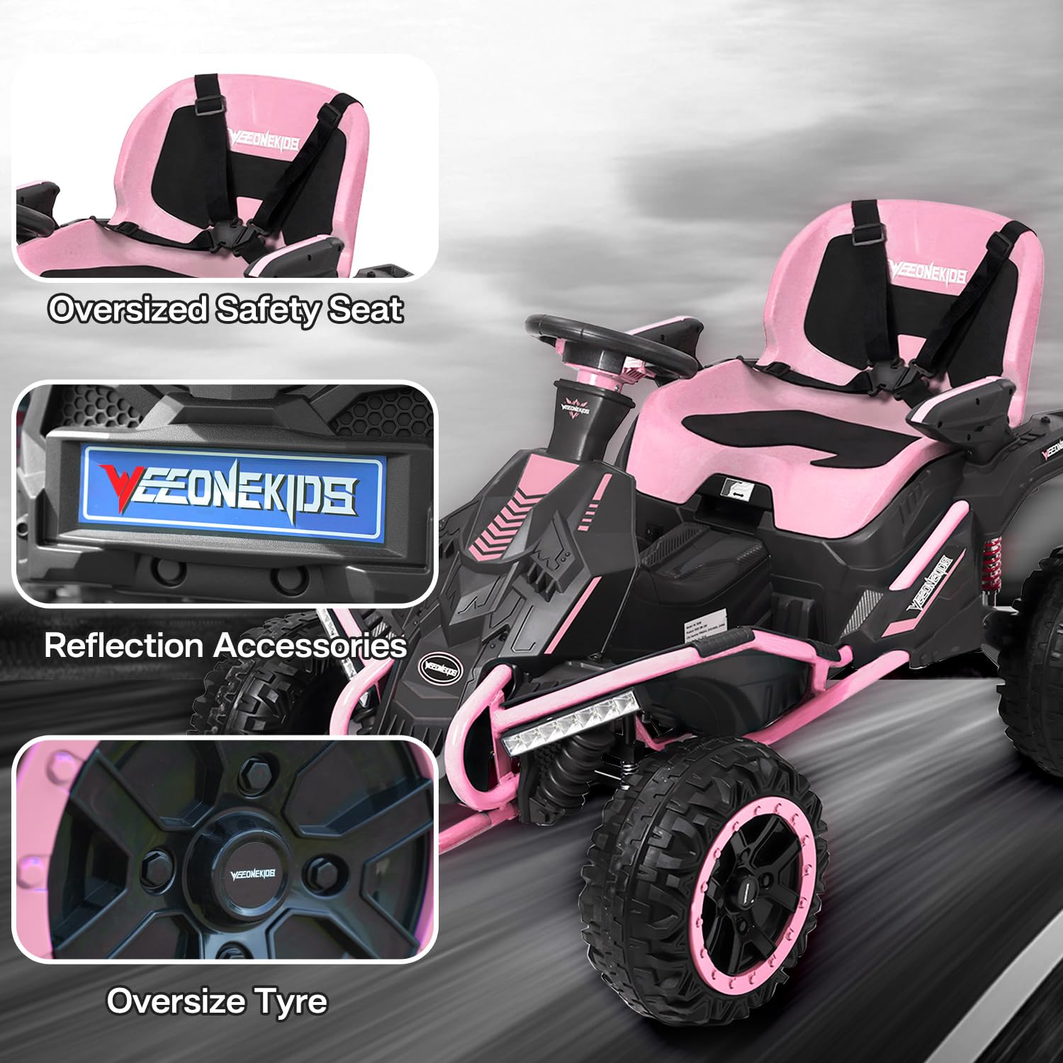 24V Kids Electric Ride-On Car with 4x 300W Motors, Bluetooth Speaker & 7AH Battery - Adjustable Seat for Ages 3-12 | Outdoor Play, Backyard Racing & Birthday Gifts for Big Kids